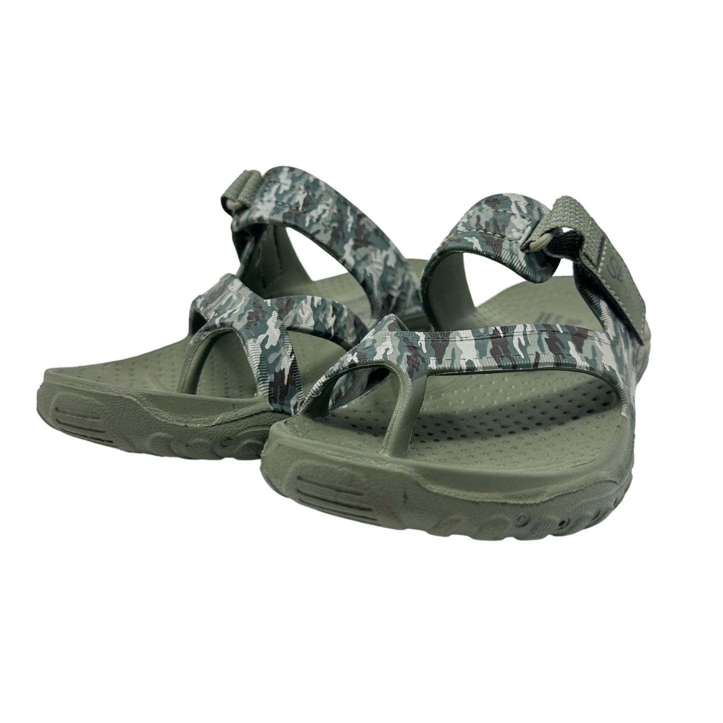 Skechers Womens 6 Foamie Reggae Camouflage Green Slip On Sandals Shoes Open Toe