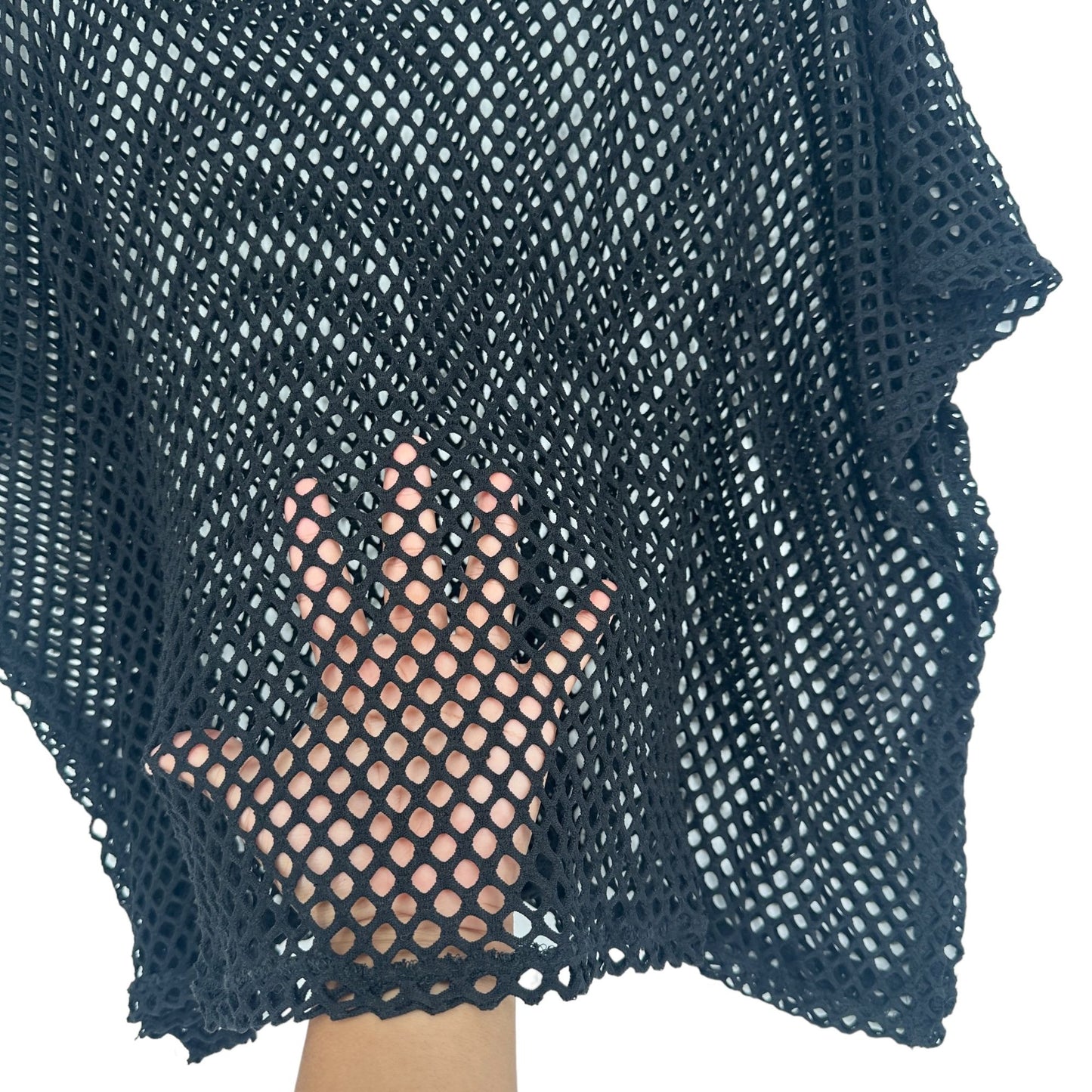 Trendy Womens Black Mesh Shirt Cover Up Rave Top Dolman Sleeve