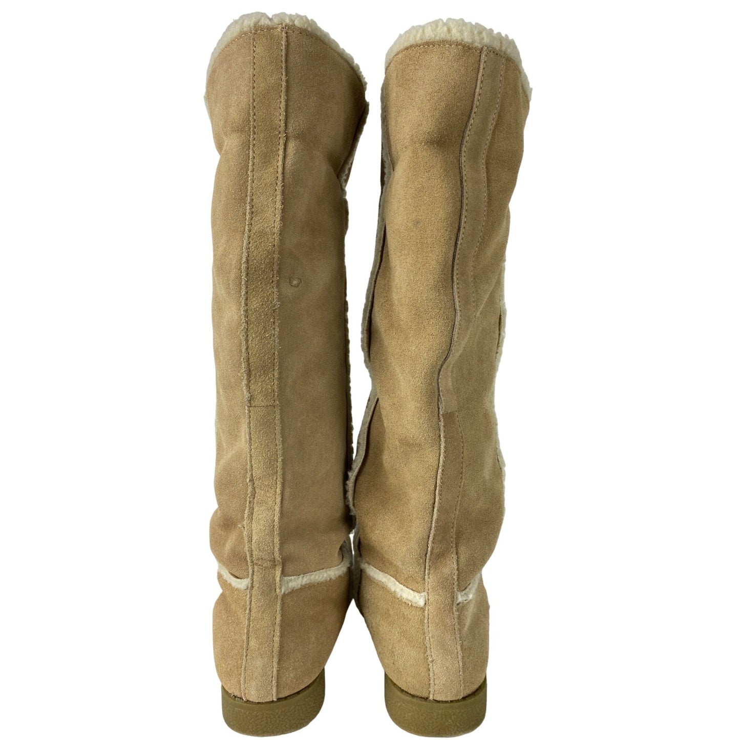 Xhilaration Size 7 Womens Tan Genuine Suede Knee High Boots Faux Fur Lining