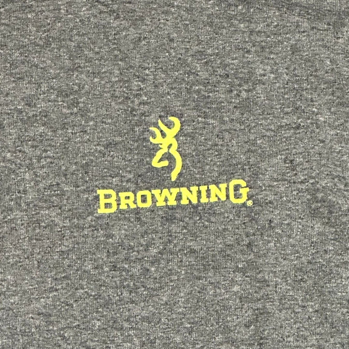 Browning Mens M Gray Long Sleeve TShirt Deer Camo Lime Green Logo Crew Neck