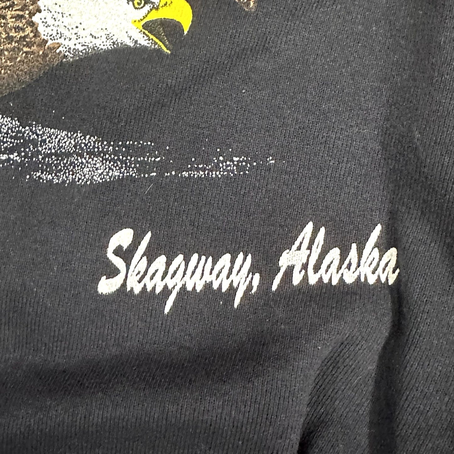 Vintage Beaver Creek L Skagway Alaska Crewneck Sweatshirt Bald Eagle Black 1980s