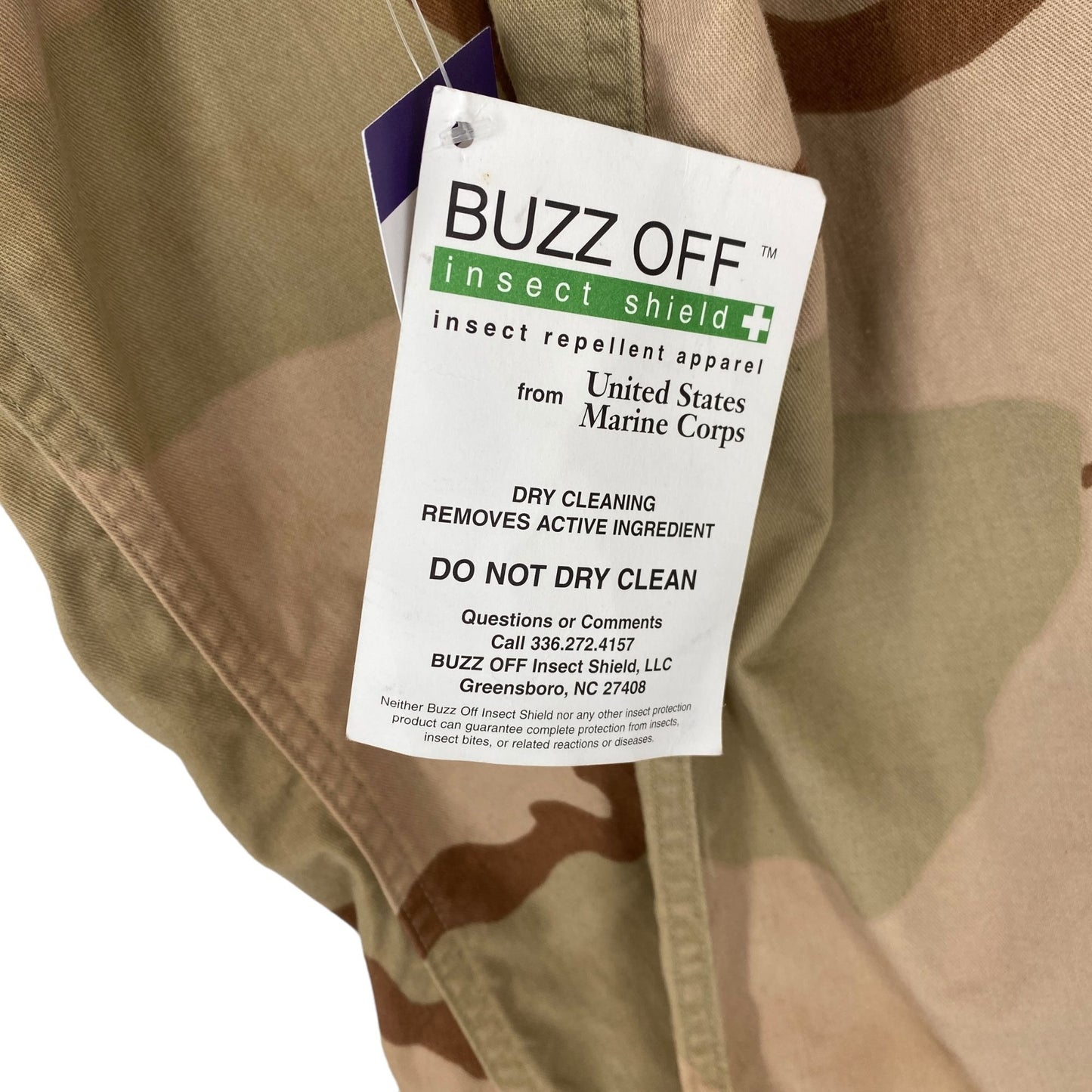NWT Buzz Off Insect Shield USMC Desert Camo Jacket XL Regular Insect Repellent