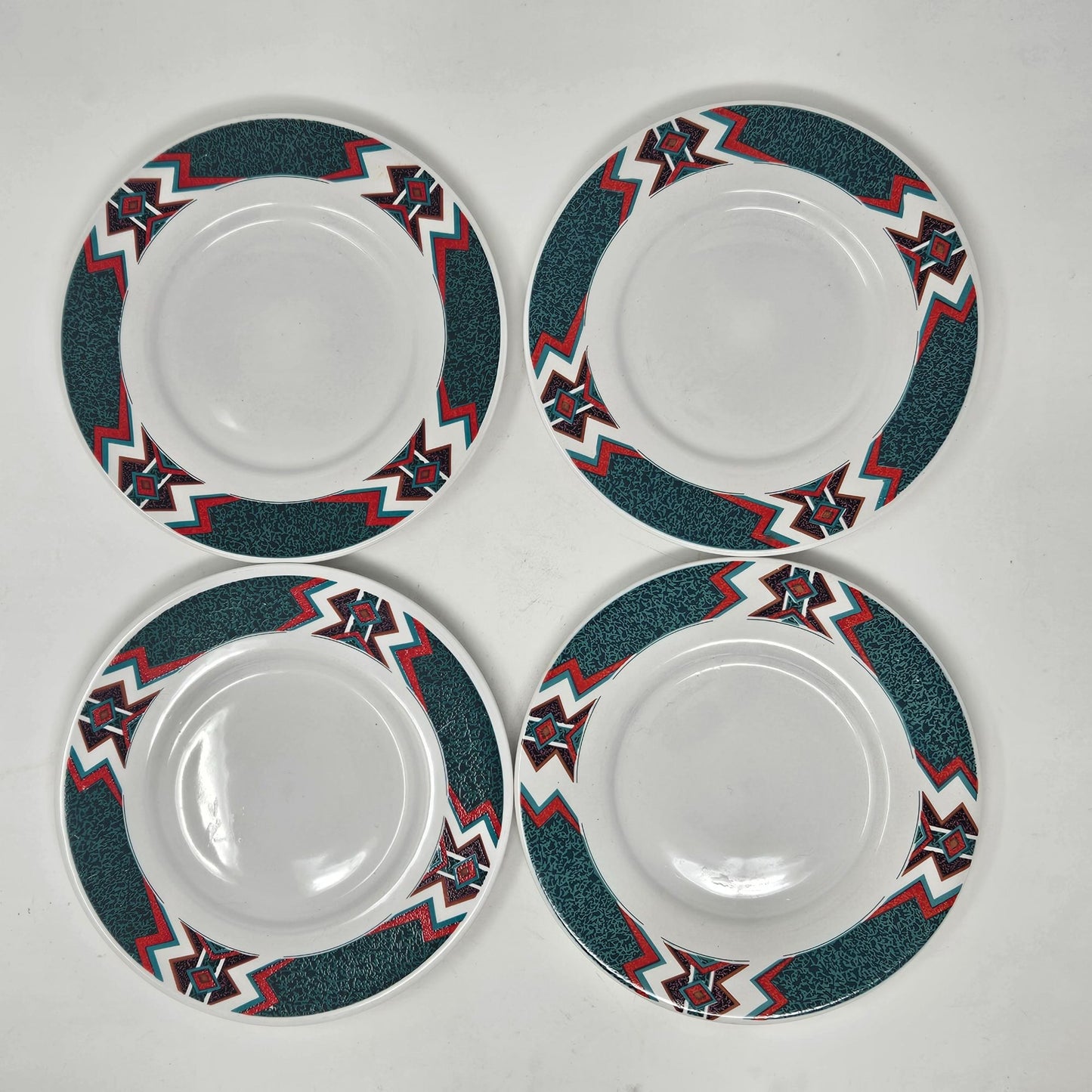 Vintage Gibson Southwest Mojave Design 6 Inch Saucer Plates (Lot of 4) Aztec