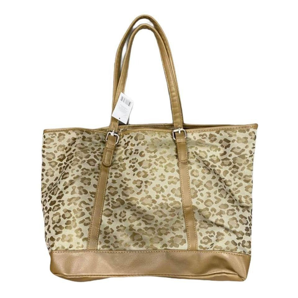 Leopard Animal Print Tote Bag Purse Medium Buckle Snap Personalize Blank NWOT