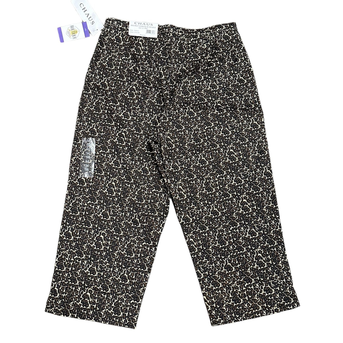 NWT Chaus Womens 14 Cheetah Print Capri Pants Secret Stretch Waist 7224313