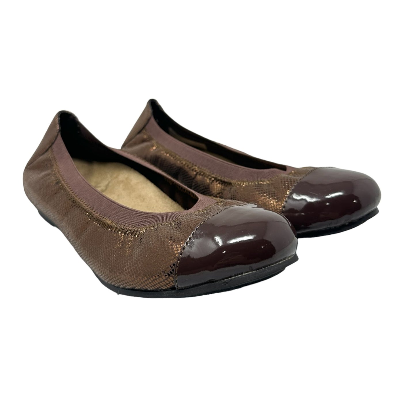 Vionic Womens 6 Allora Brown Ballet Flats Metallic Comfort Orthoheel Footbed