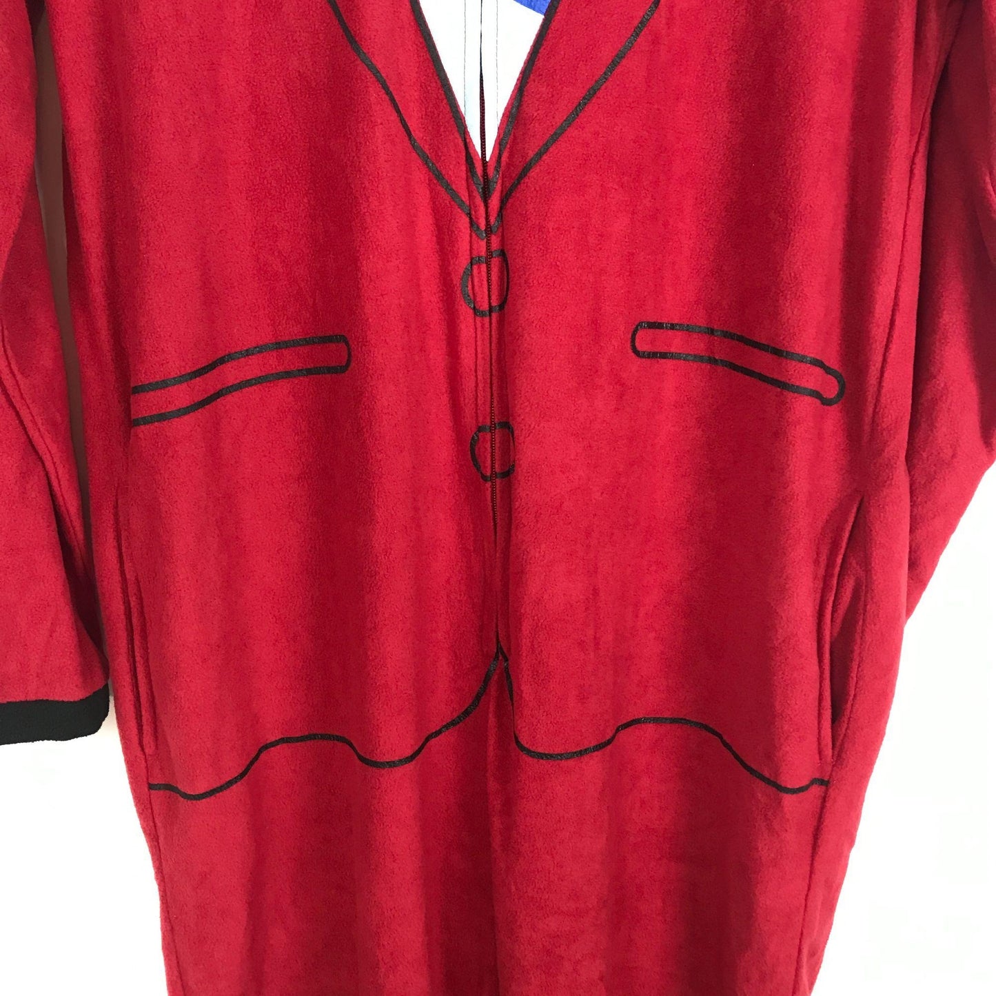 Anchorman XL One Piece Pajamas Zip Front Red Suit Costume Long Sleeve Pants