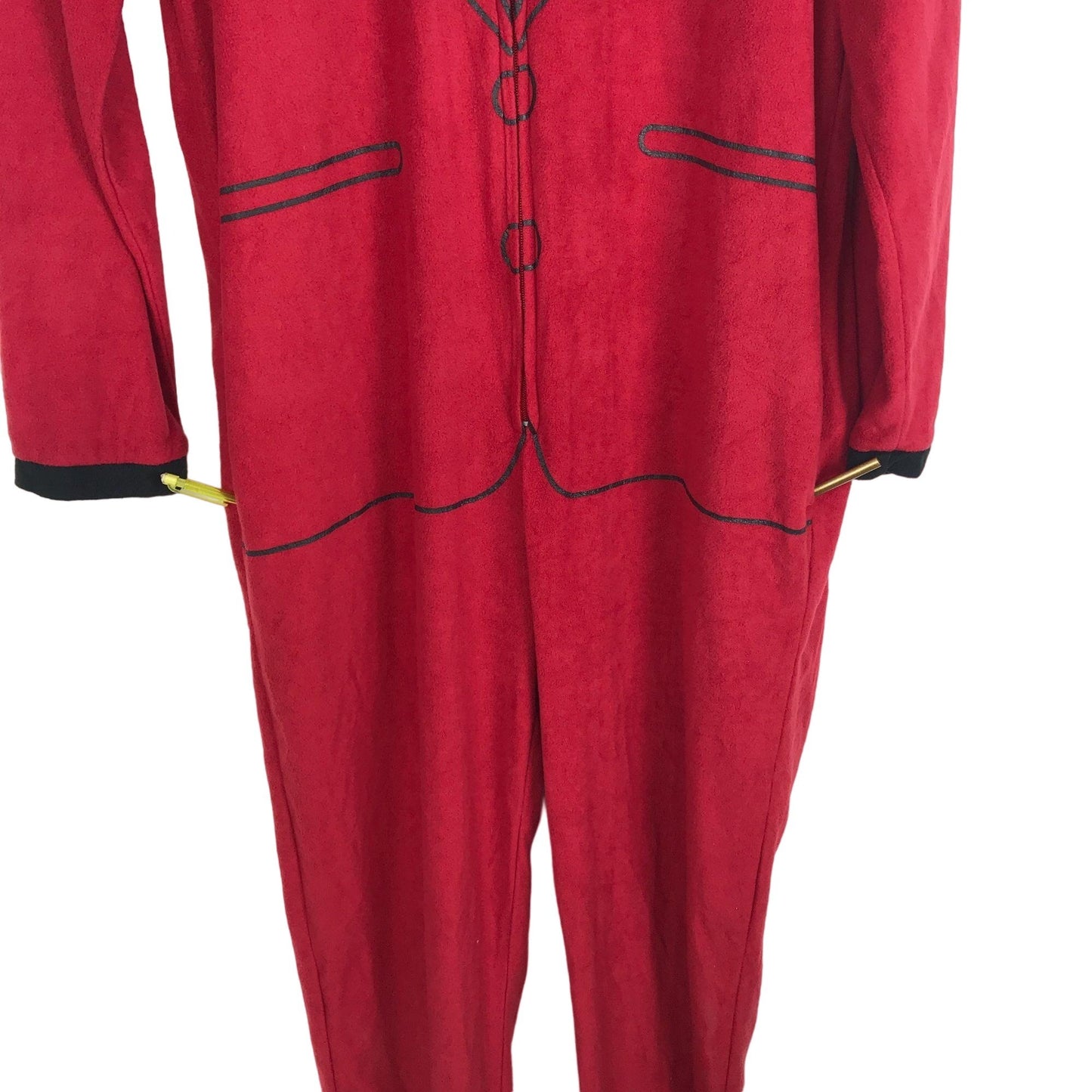 Anchorman XL One Piece Pajamas Zip Front Red Suit Costume Long Sleeve Pants