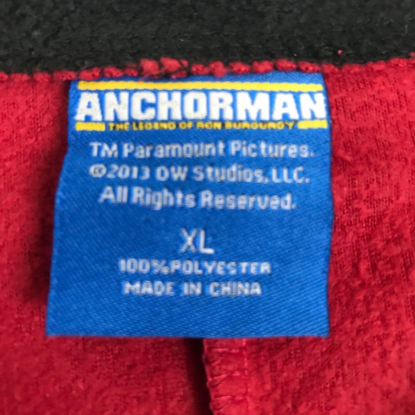 Anchorman XL One Piece Pajamas Zip Front Red Suit Costume Long Sleeve Pants