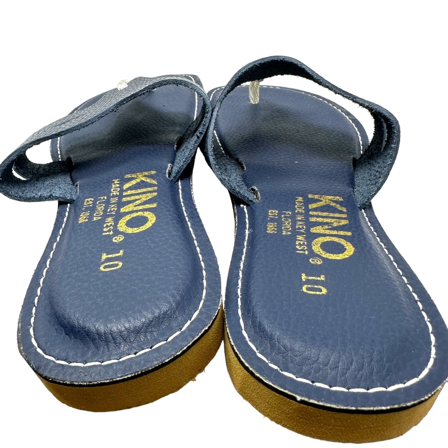 Kino Womens 10 Blue Thong Sandals Flip Flop Slip On Shoes Made in Key West FL