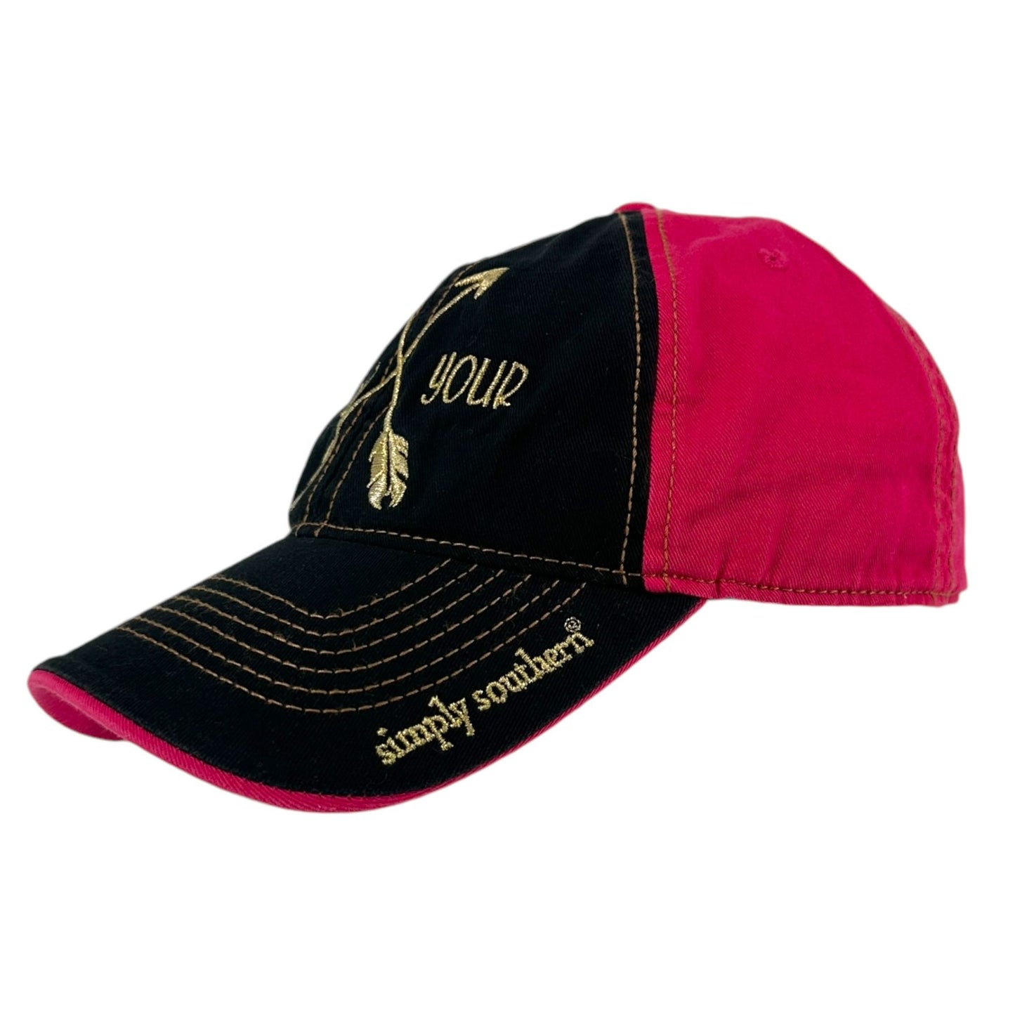 Simply Southern OSFM Baseball Cap Strapback Hat Follow Your Arrow Pink Blue Gold