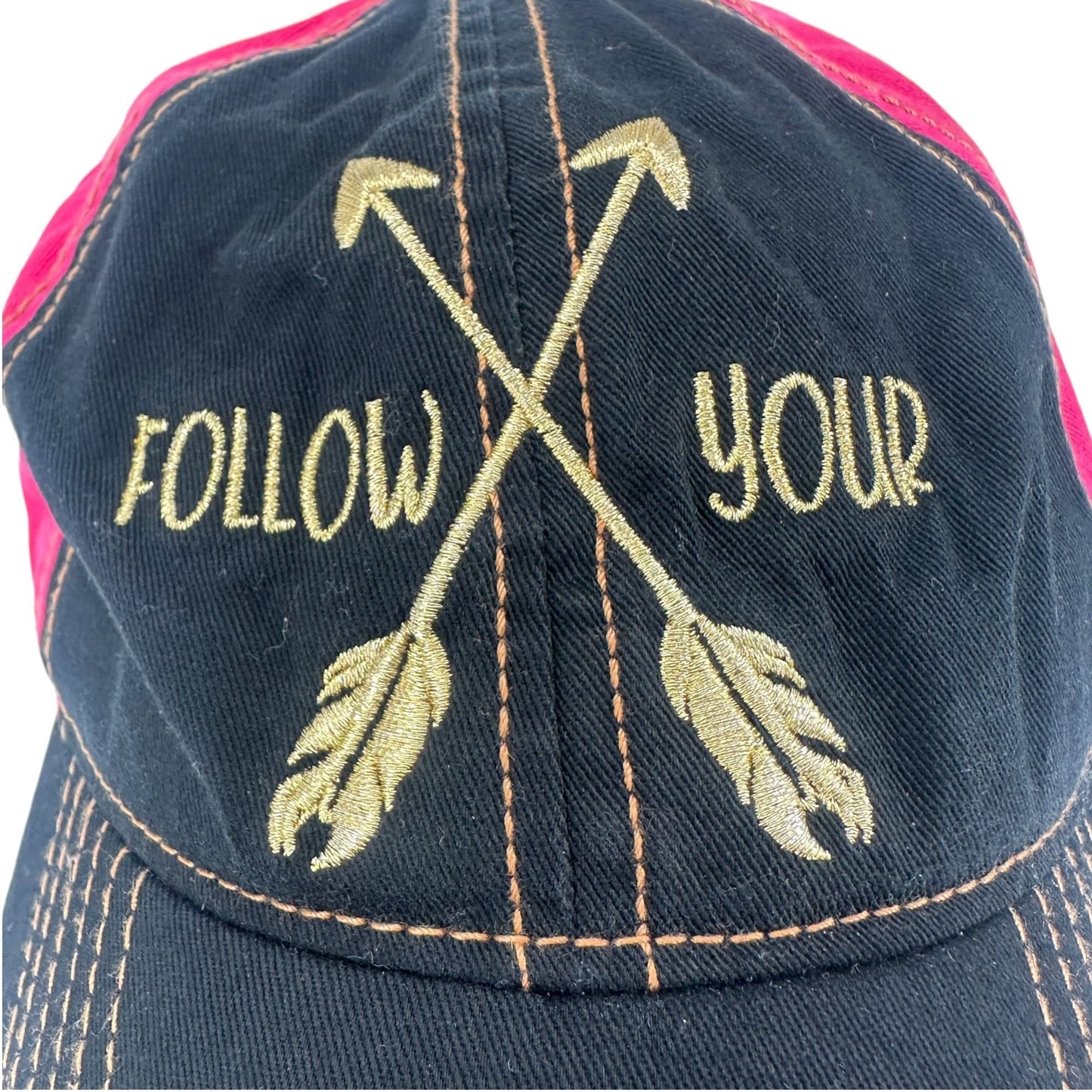 Simply Southern OSFM Baseball Cap Strapback Hat Follow Your Arrow Pink Blue Gold