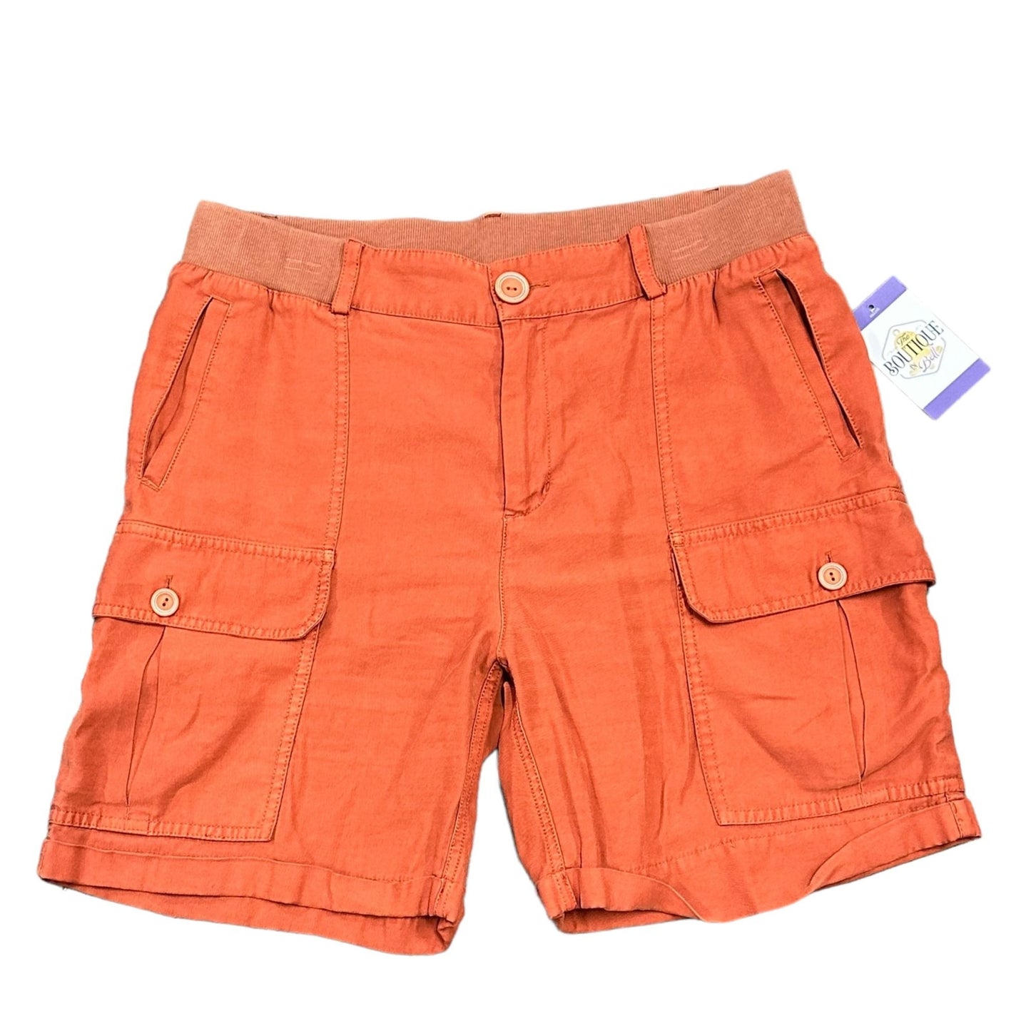 Soft Surroundings PM Pali Cargo Shorts Orange Cuffed Elastic Waist Wide Leg