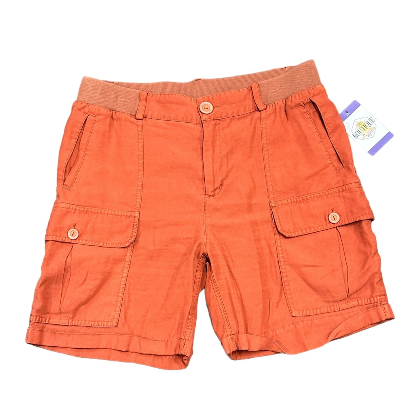 Soft Surroundings PM Pali Cargo Shorts Orange Cuffed Elastic Waist Wide Leg