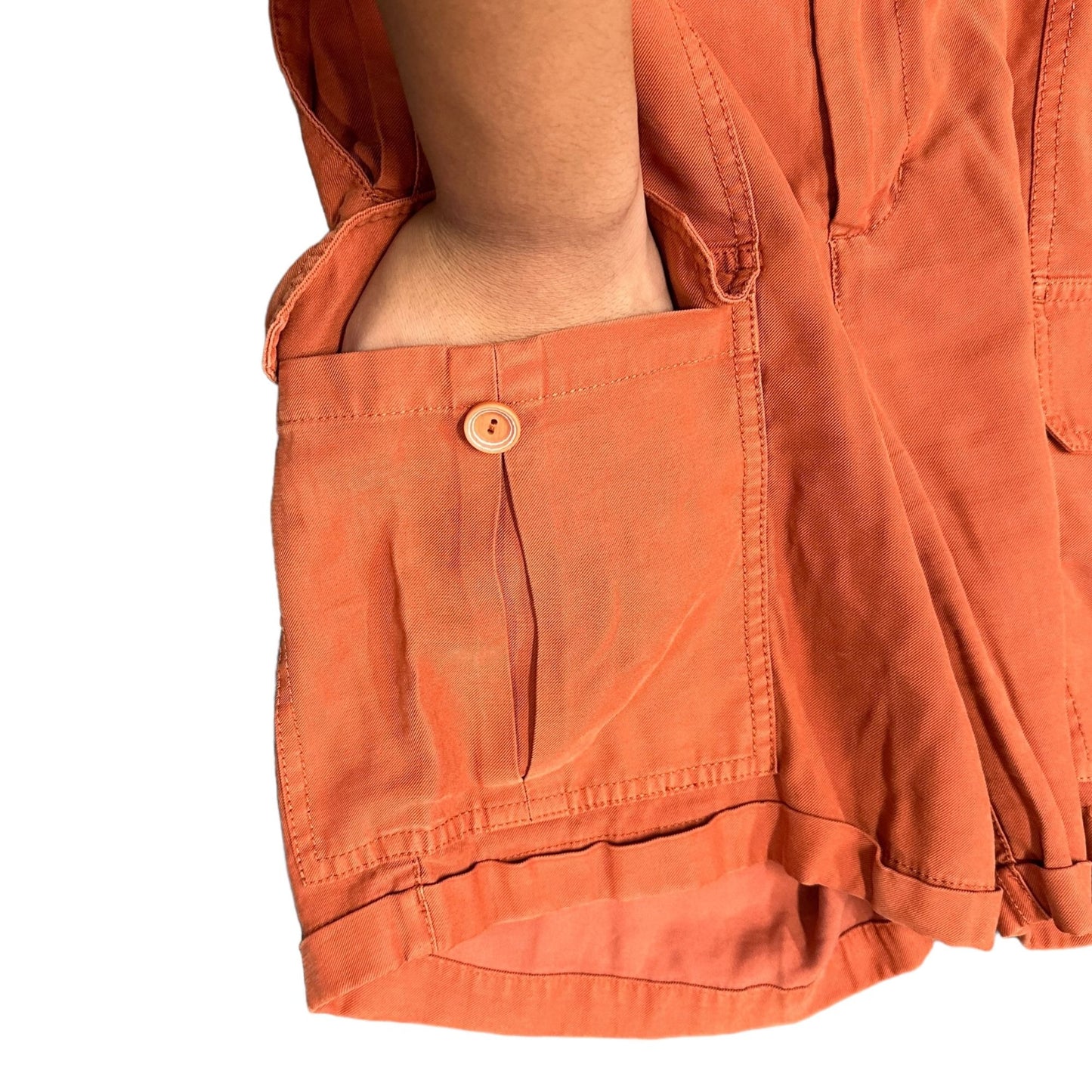 Soft Surroundings PM Pali Cargo Shorts Orange Cuffed Elastic Waist Wide Leg