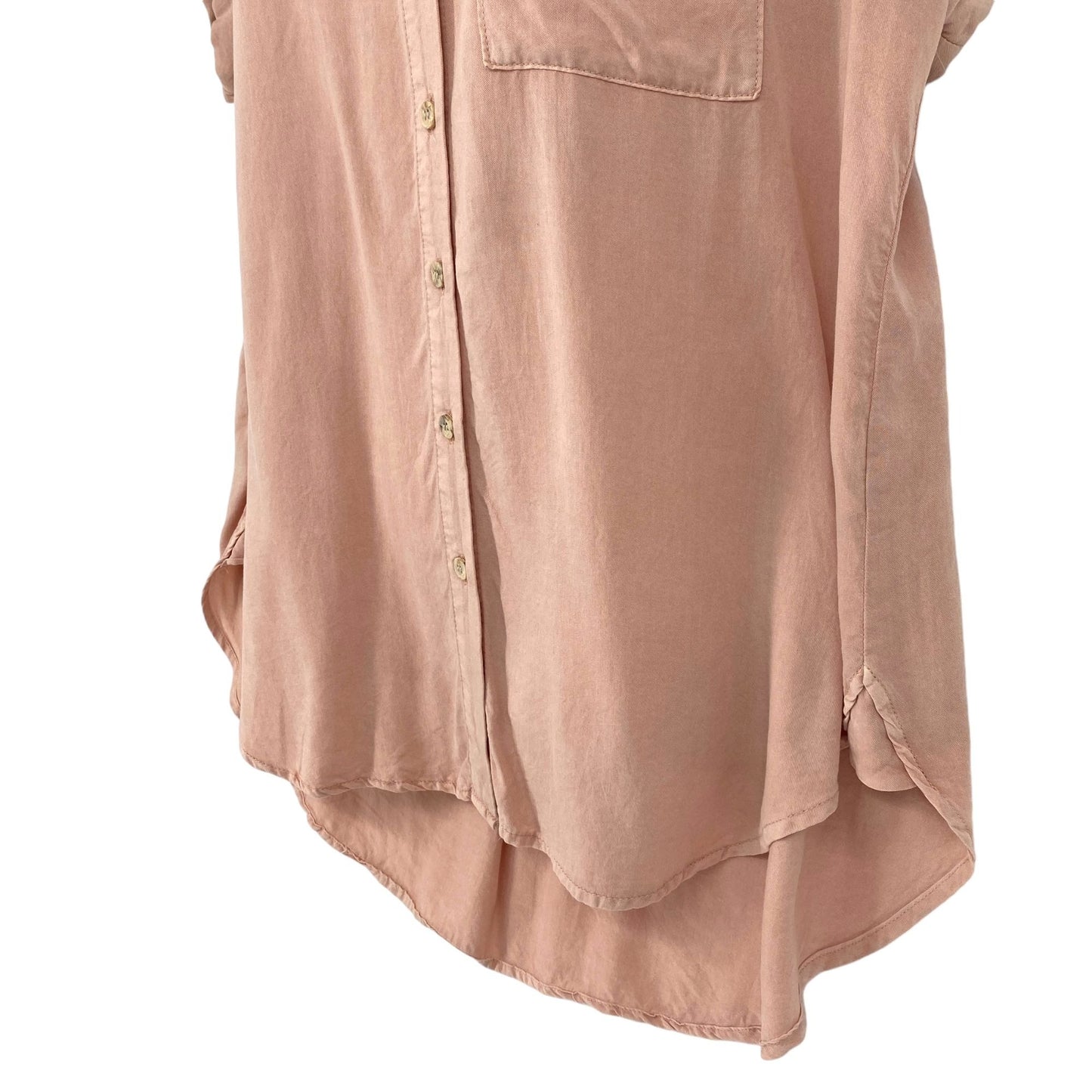 Jane + Delancey M Blush Pink Button Down Top Cuffed Short Sleeves Soft Flowy