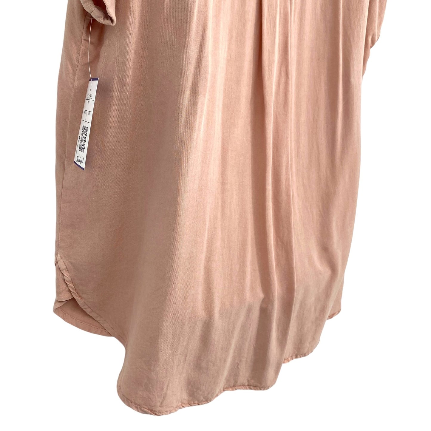 Jane + Delancey M Blush Pink Button Down Top Cuffed Short Sleeves Soft Flowy