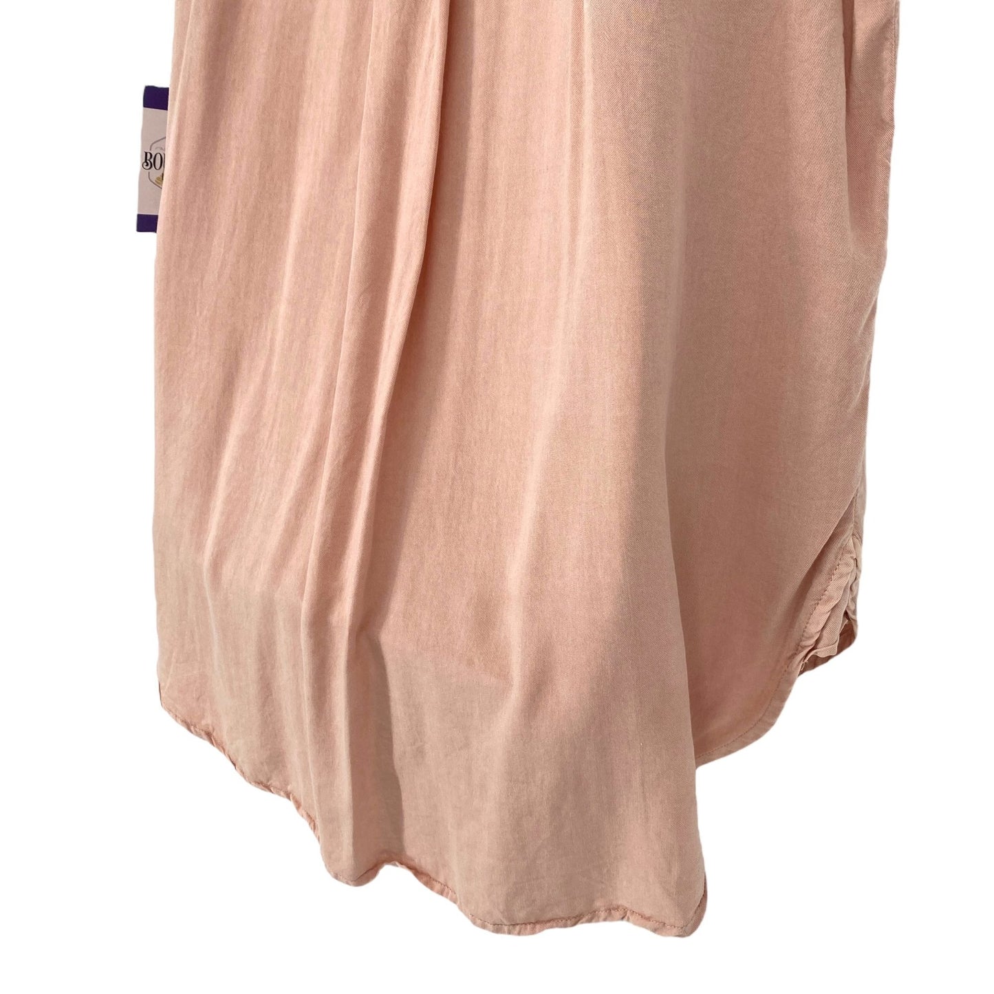 Jane + Delancey M Blush Pink Button Down Top Cuffed Short Sleeves Soft Flowy