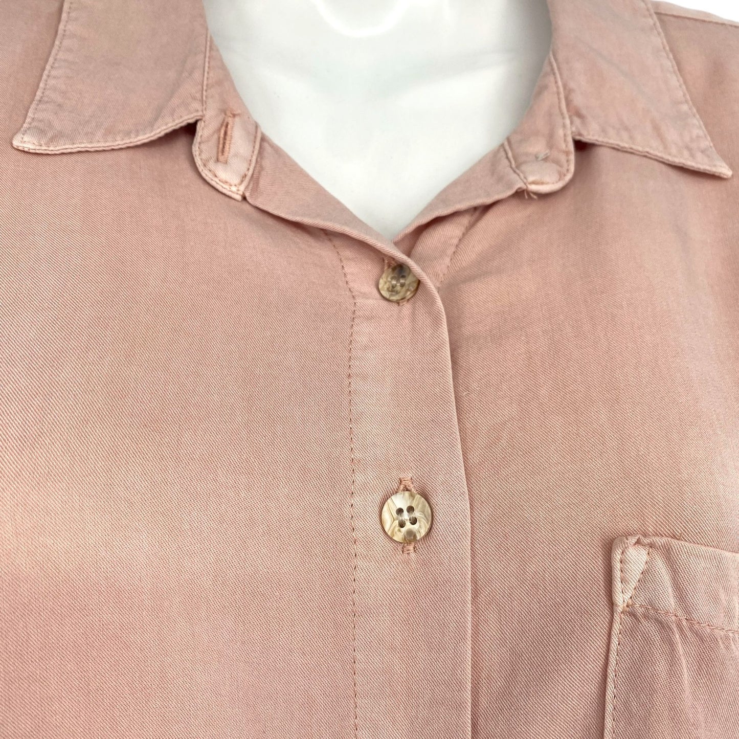 Jane + Delancey M Blush Pink Button Down Top Cuffed Short Sleeves Soft Flowy