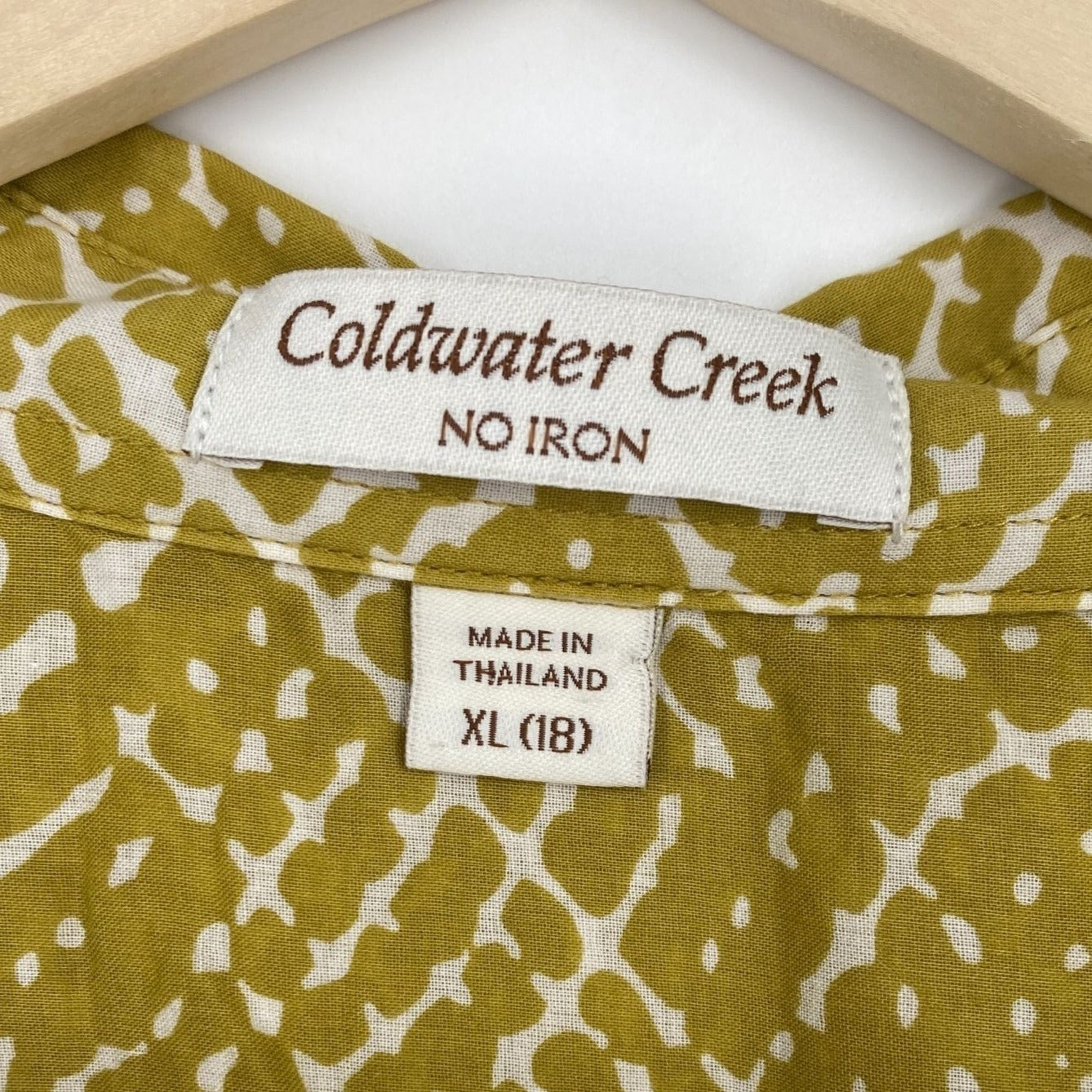 Coldwater Creek Womens XL Long Sleeve Button Up Shirt Yellow No Iron Blouse