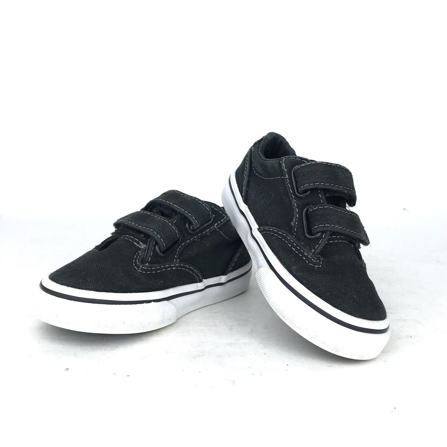 Vans Atwood Black Old Skool Canvas Toddler Sneakers Velcro Closure Size 6