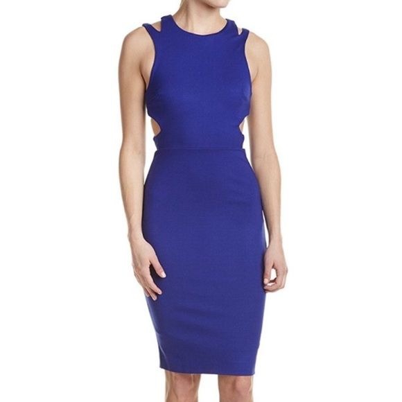 NWT French Connection 6 Blue Lula Stretch Cutout Dress Prince Rocks Zip Closure