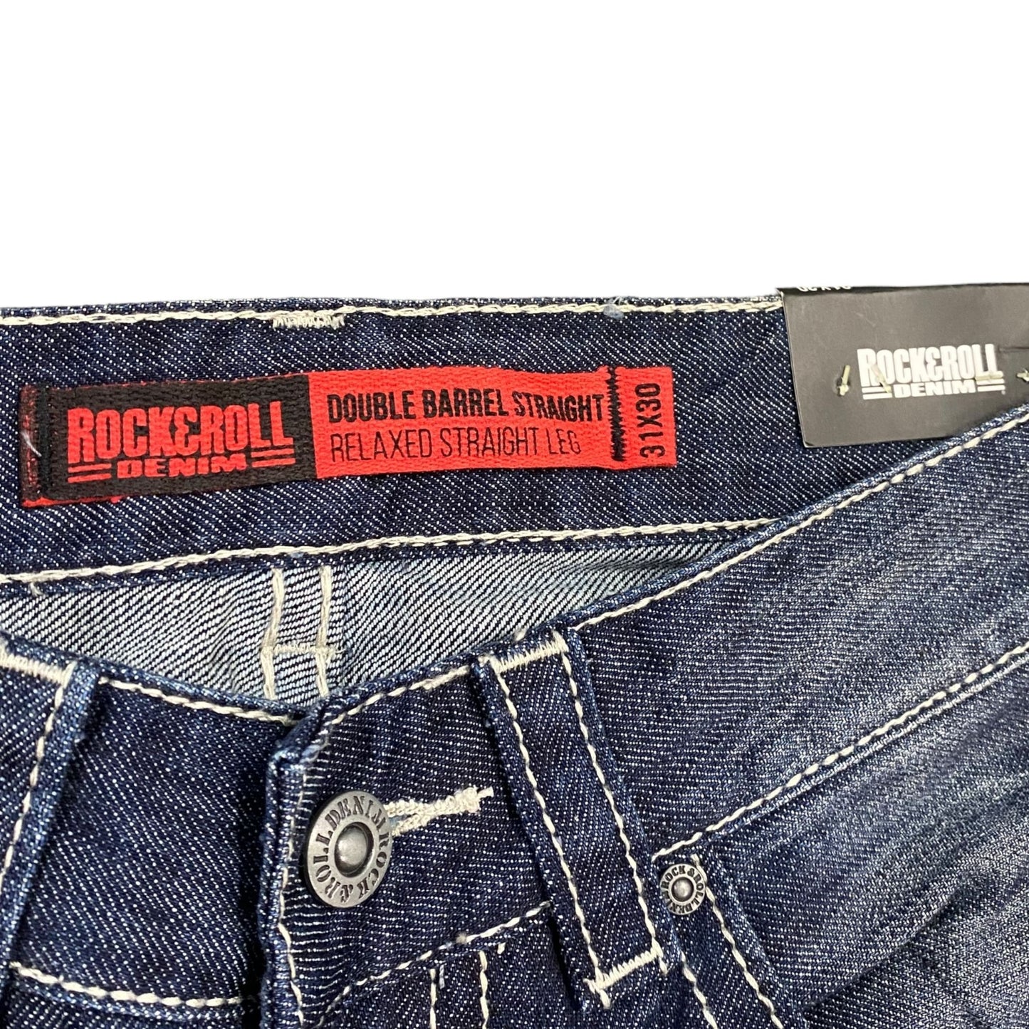 Rock & Roll 31x30 Dark Wash Relaxed Jeans Double Barrel Straight Leg MOS1437 NWT