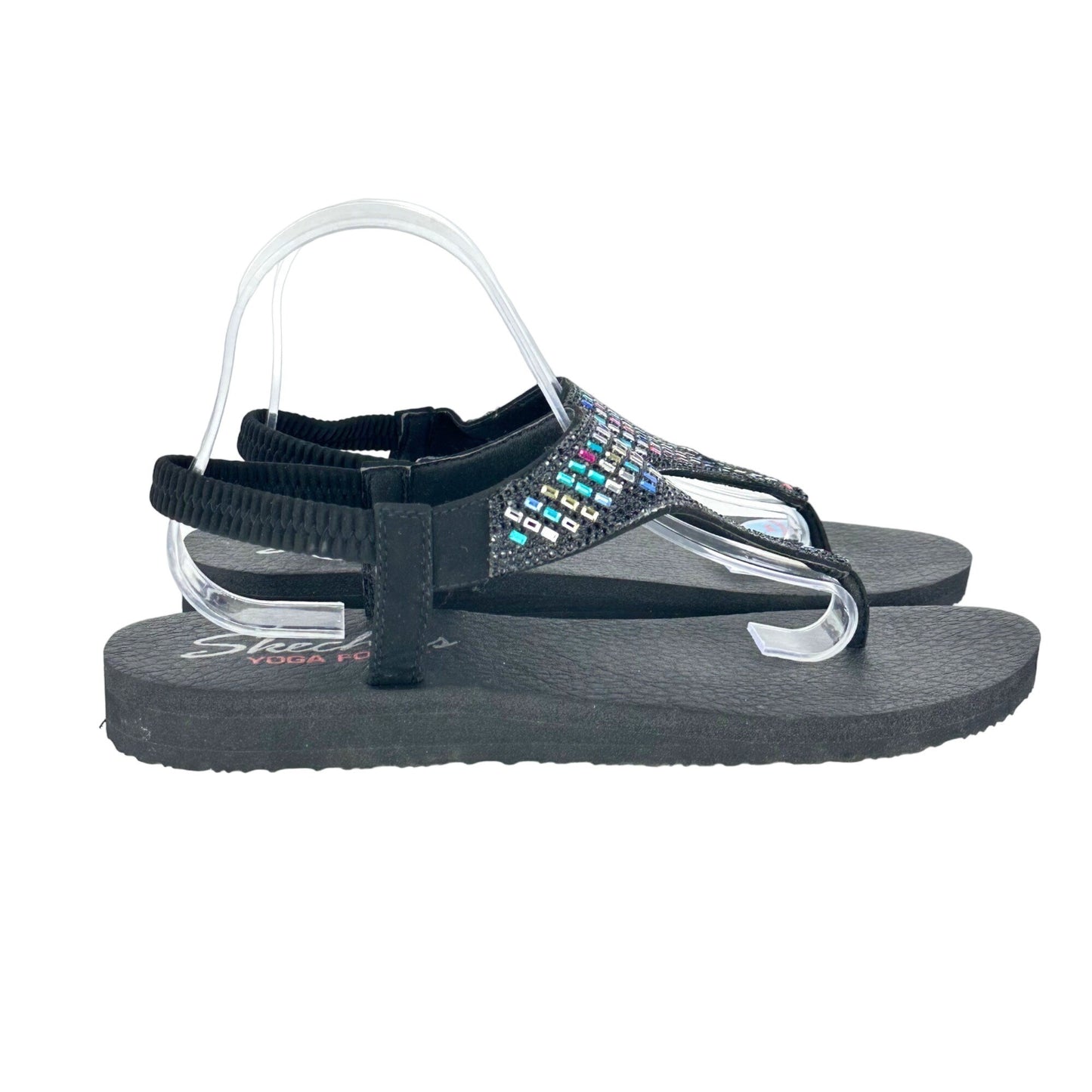 Skechers Yoga Foam Womens 11 Sandal Multicolor Sparkle Thong Slingback 31560