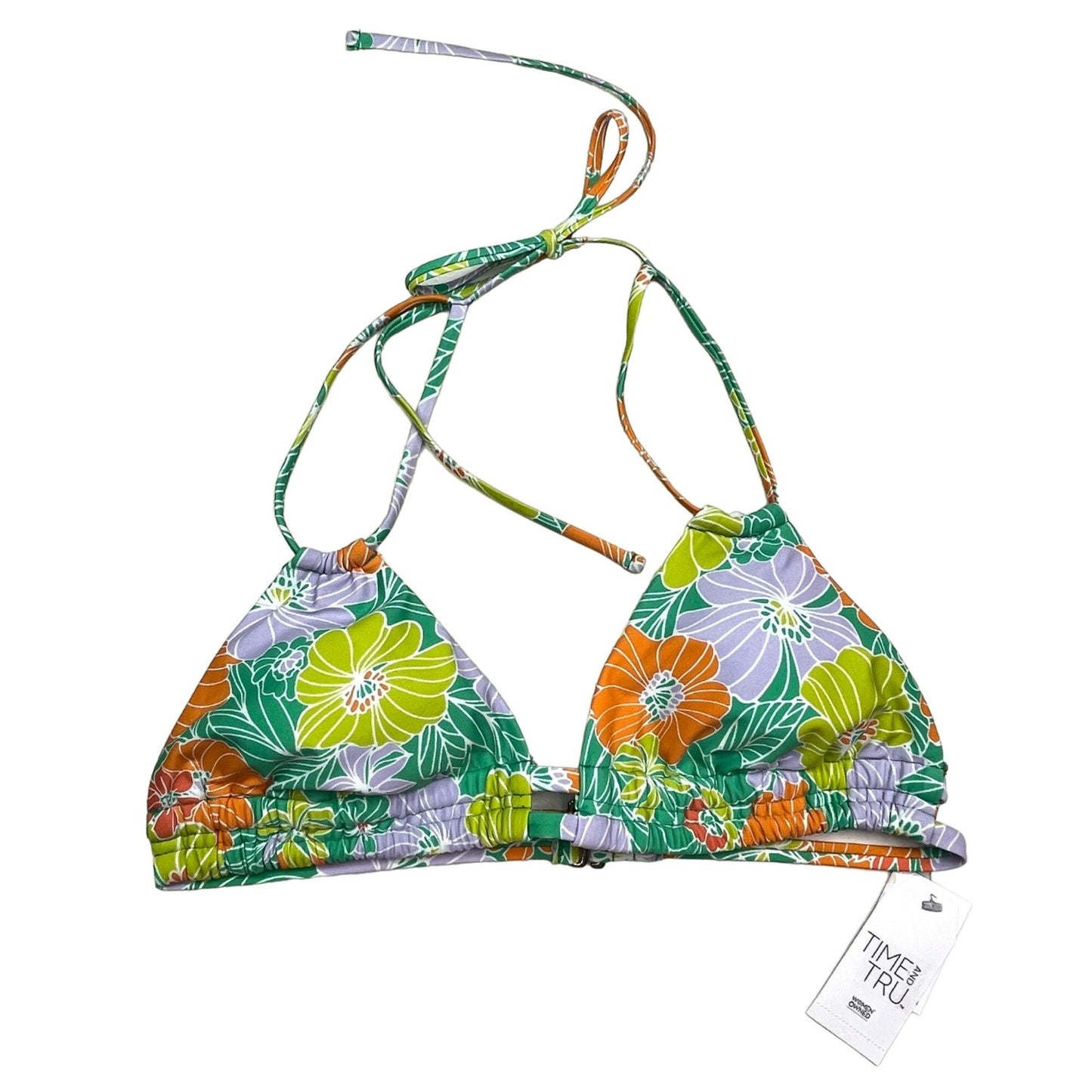 NWT Time and Tru Womens M Floral String Bikini Mid Rise Bottoms Bright Swimwear