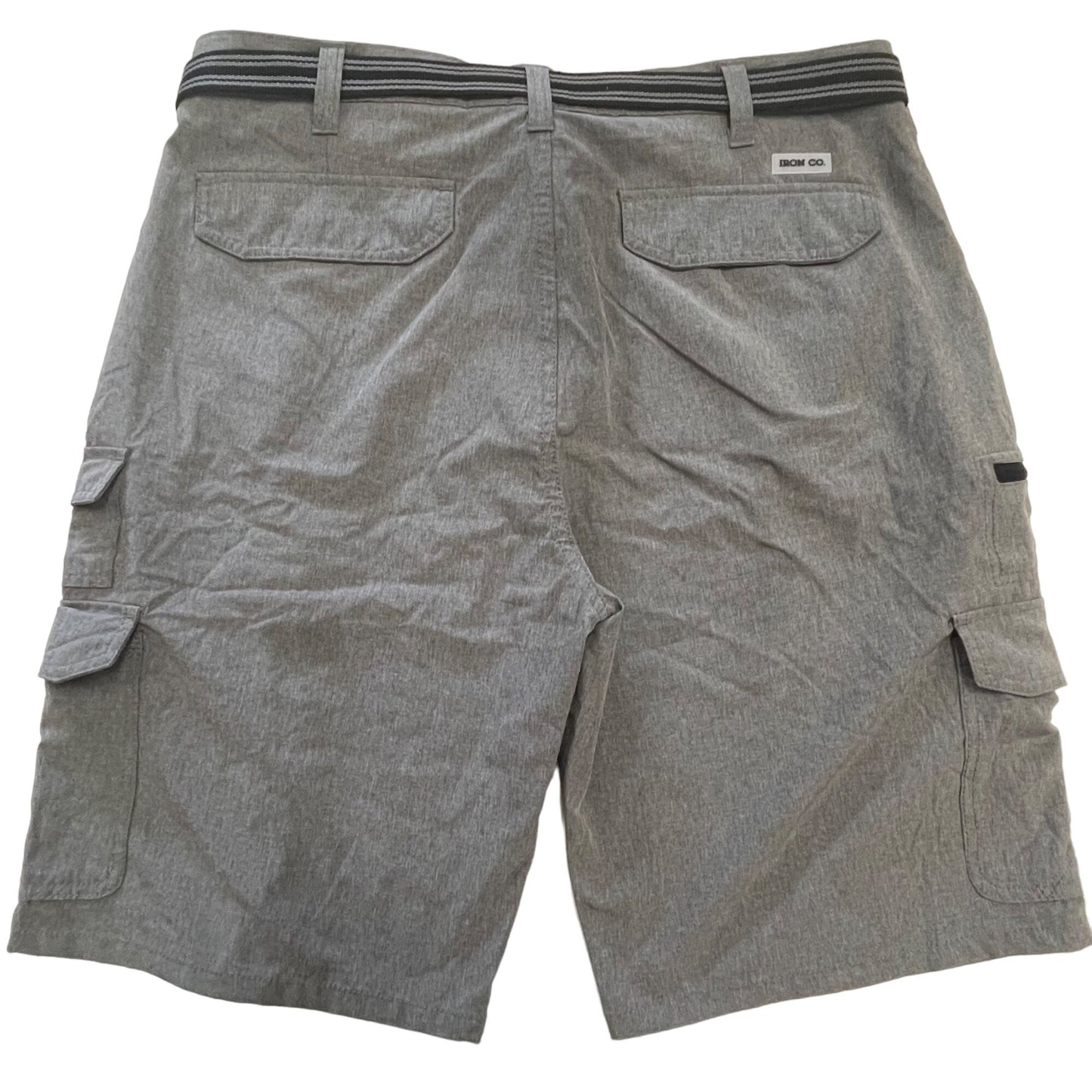 Iron Co 38 Shorts Gray Cargo Zip Pockets Utility Belt Outdoor Hiking Fishing