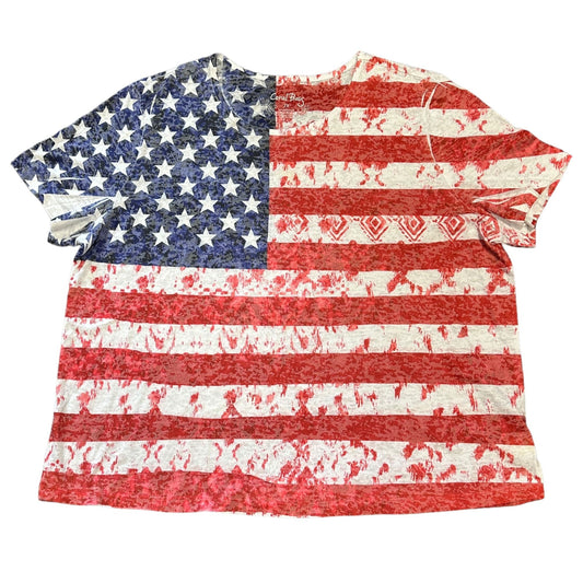 Coral Bay Womens 2X American Flag Burnout Tshirt All Over Print Patriotic USA