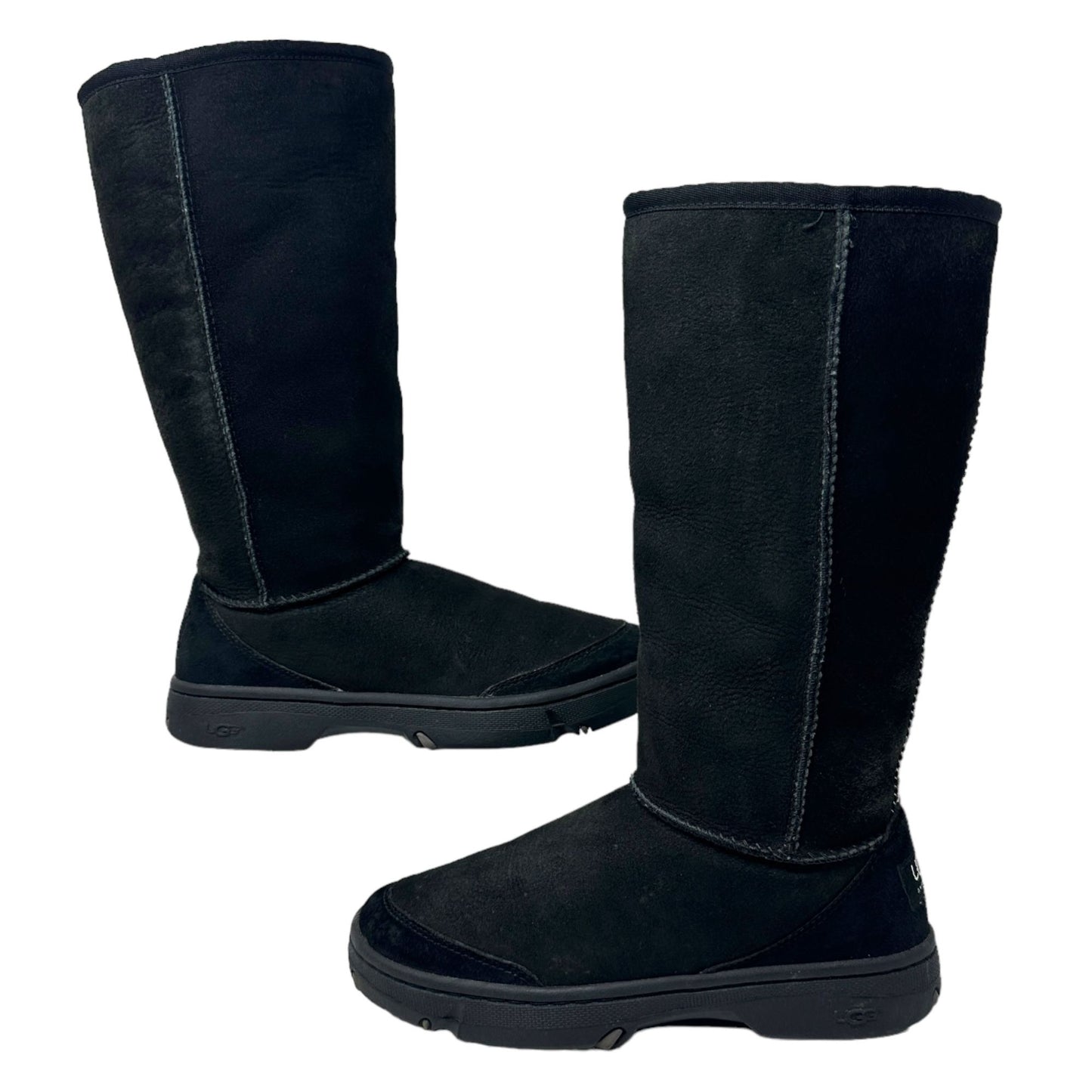 UGG Australia Womes 6 M Black Native Stitch Ultra Tall Leather Sheepskin Boots