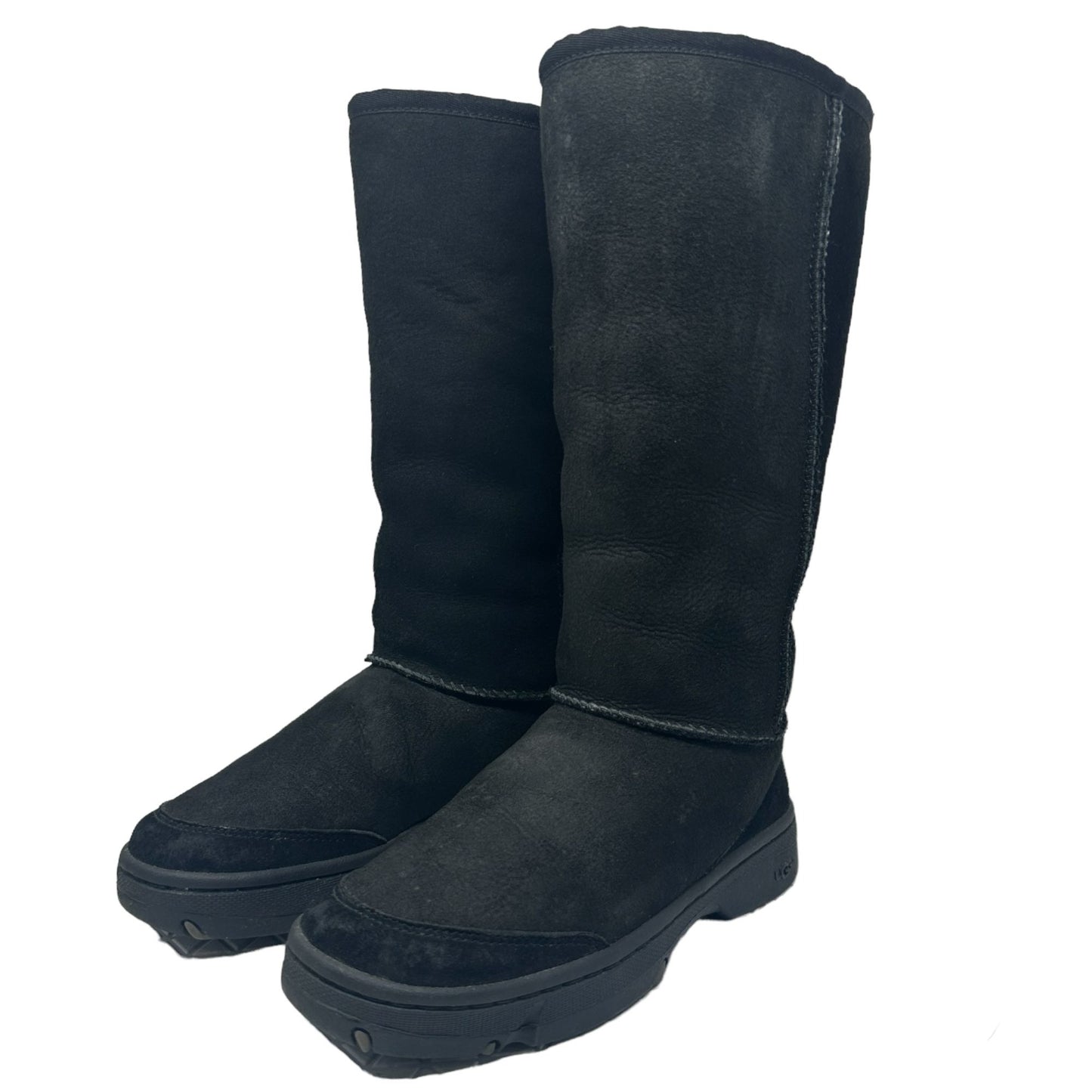 UGG Australia Womes 6 M Black Native Stitch Ultra Tall Leather Sheepskin Boots