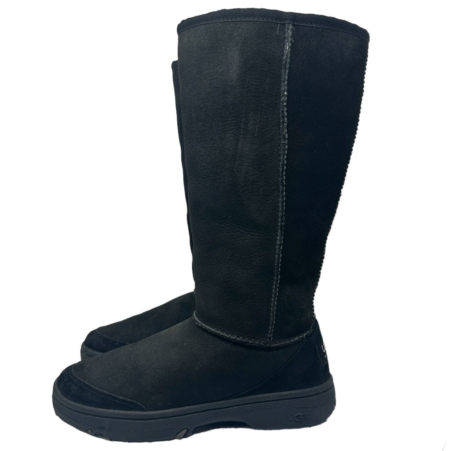 UGG Australia Womes 6 M Black Native Stitch Ultra Tall Leather Sheepskin Boots