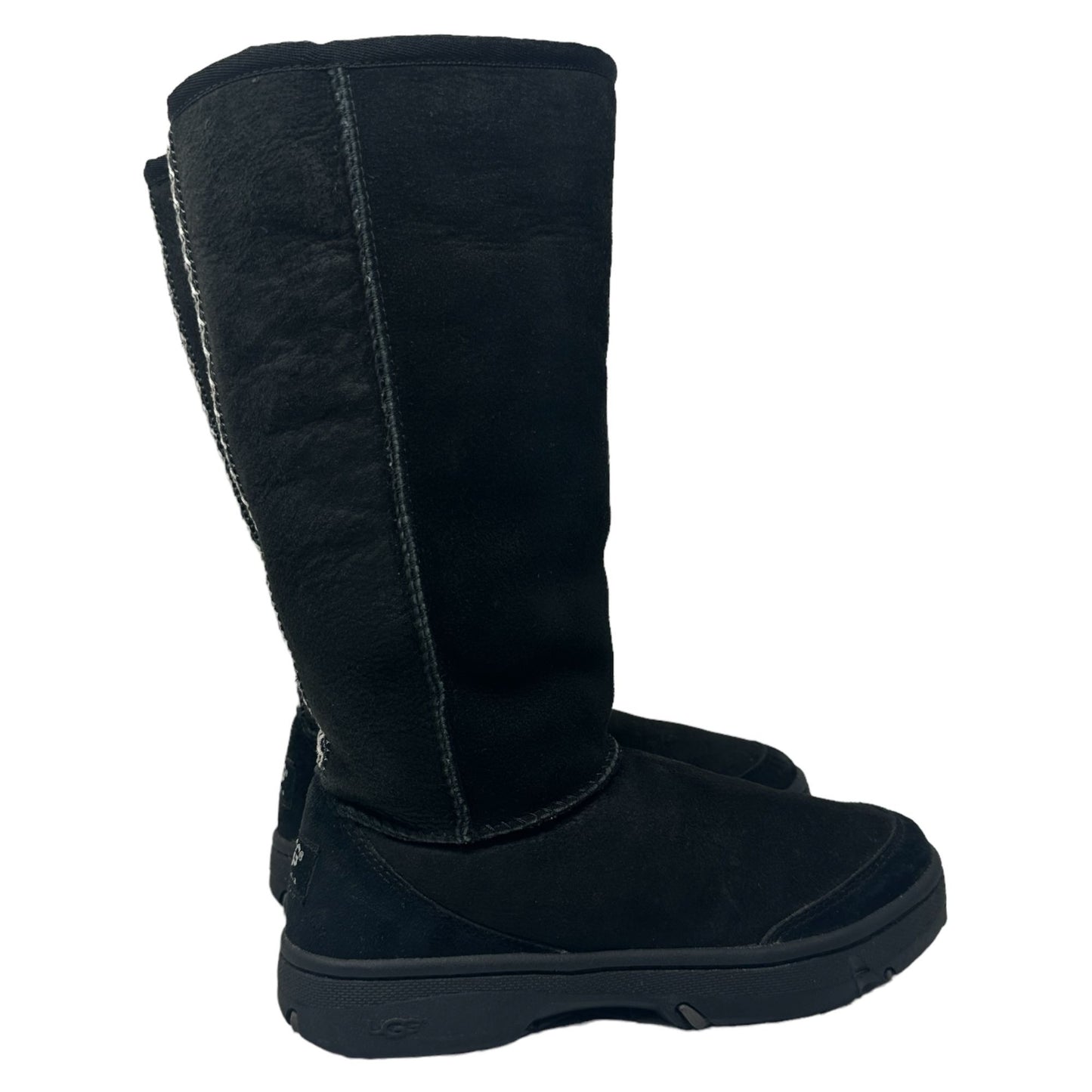 UGG Australia Womes 6 M Black Native Stitch Ultra Tall Leather Sheepskin Boots