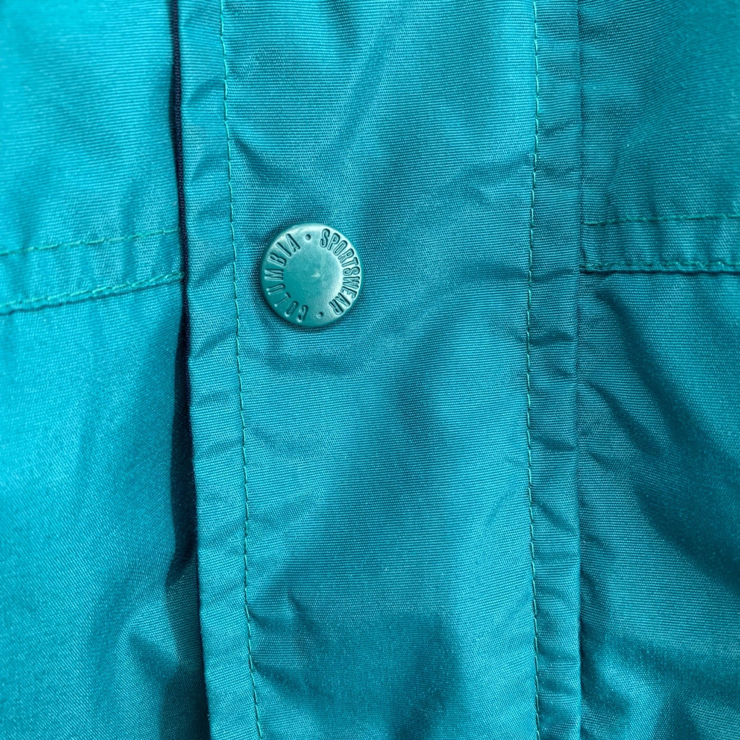 Vintage Columbia XL 2 In 1 Jacket Teal Purple Fleece Lined Zipper Pockets Full Zip