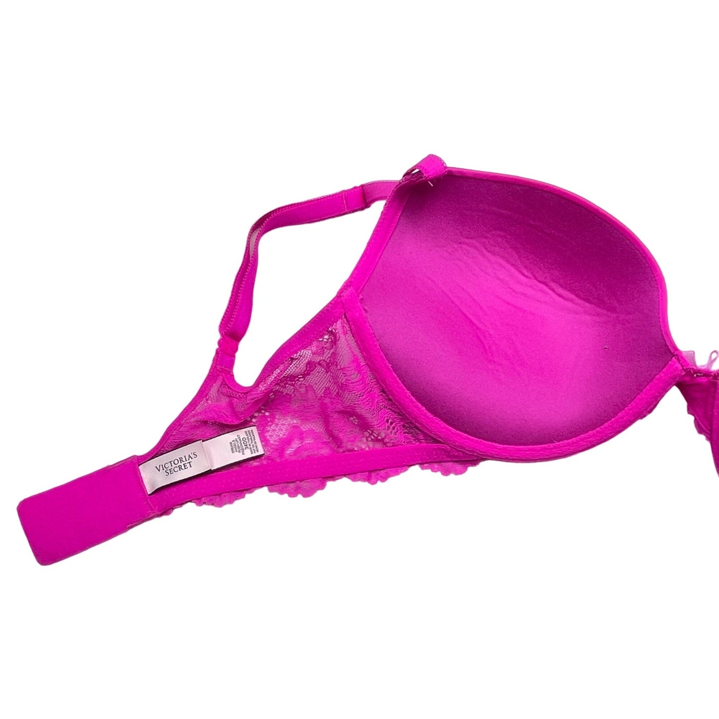 Victorias Secret 34DD Hot Pink Dream Angels Push Up Bra Lace Underwire Intimates