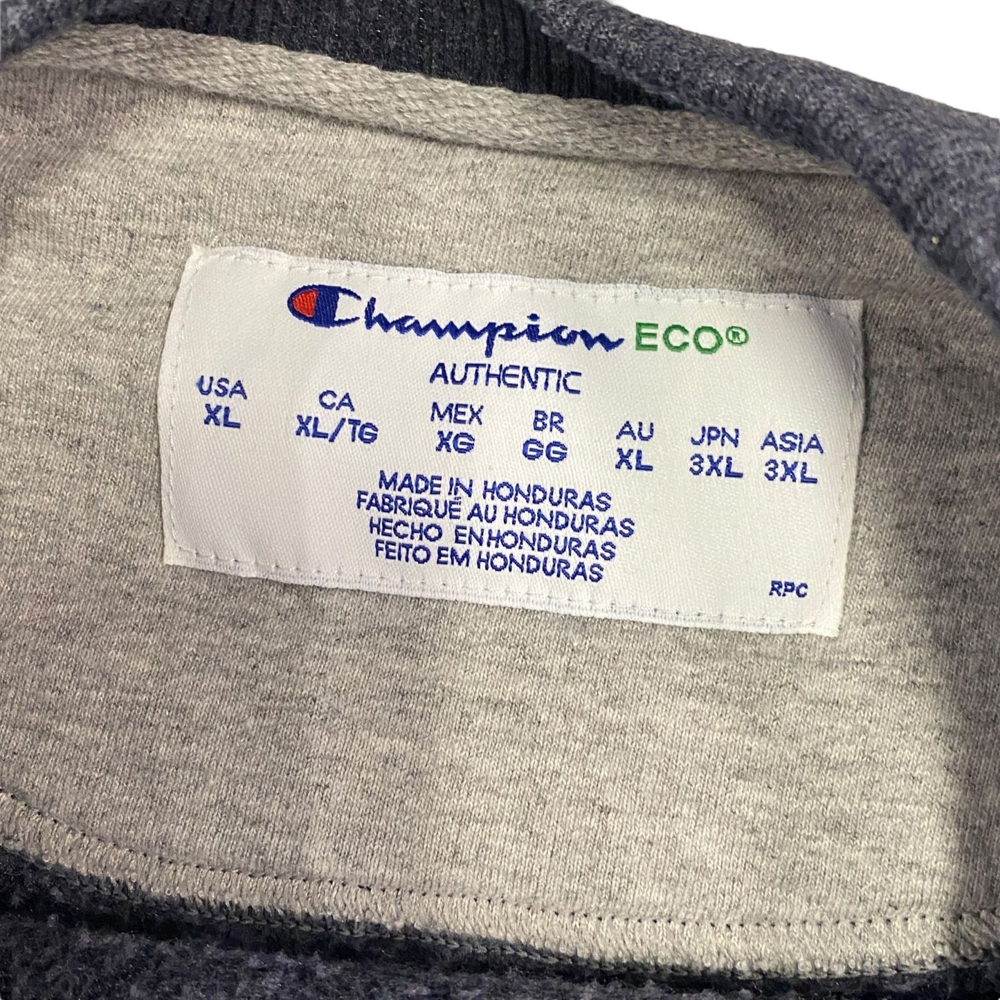 Champion Eco Mens XL Grey Pullover Sweatshirt Crew Neck Embroidered Logo Casual