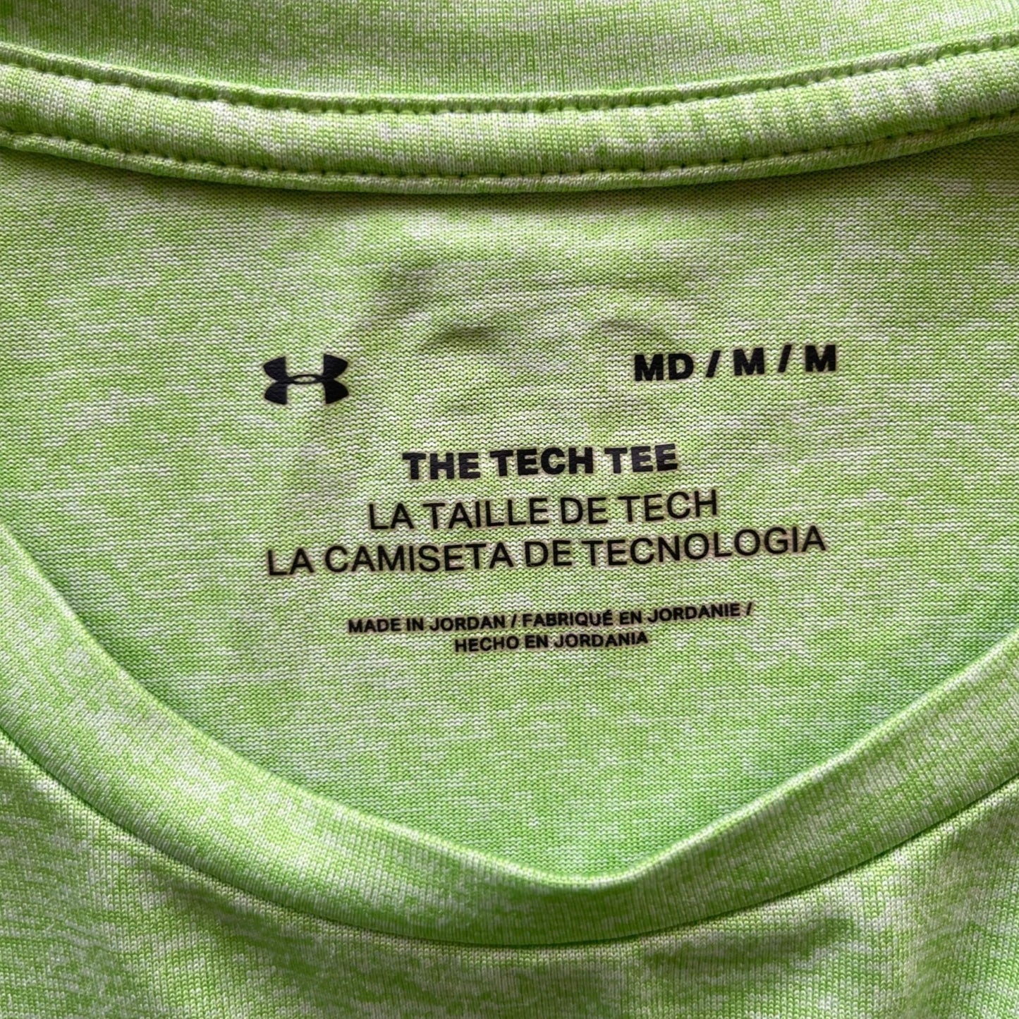 Under Armour M Lime Green Tech Tee Short Sleeve Tshirt Pocket Logo Crew Neck