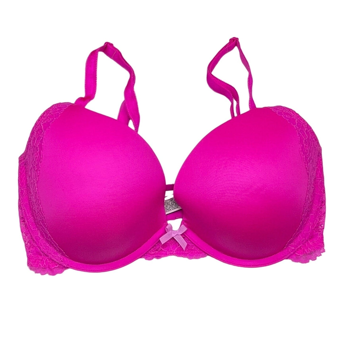 Victorias Secret 34DD Hot Pink Dream Angels Push Up Bra Lace Underwire Intimates