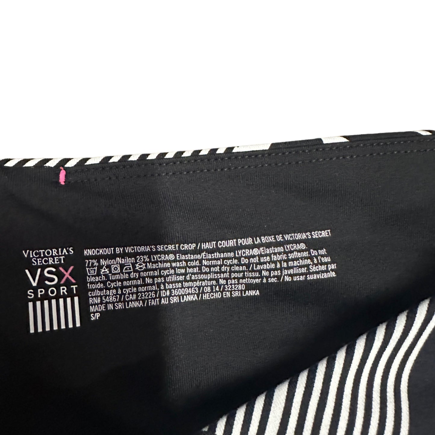 Victorias Secret VSX Sport S Knockout Crop Capri Leggings Black White Athleisure