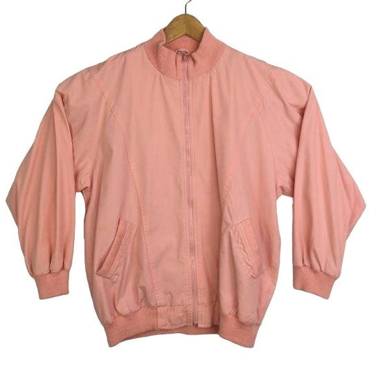 Vintage Country Concepts Womens L Coral Bomber Jacket Full Zip 80s 90s Casual