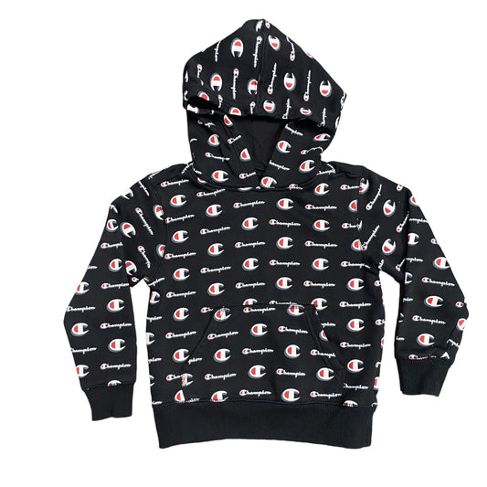 Champion Boys Youth 5 Black All Over Print Hooded Sweatshirt Kangaroo Pockets