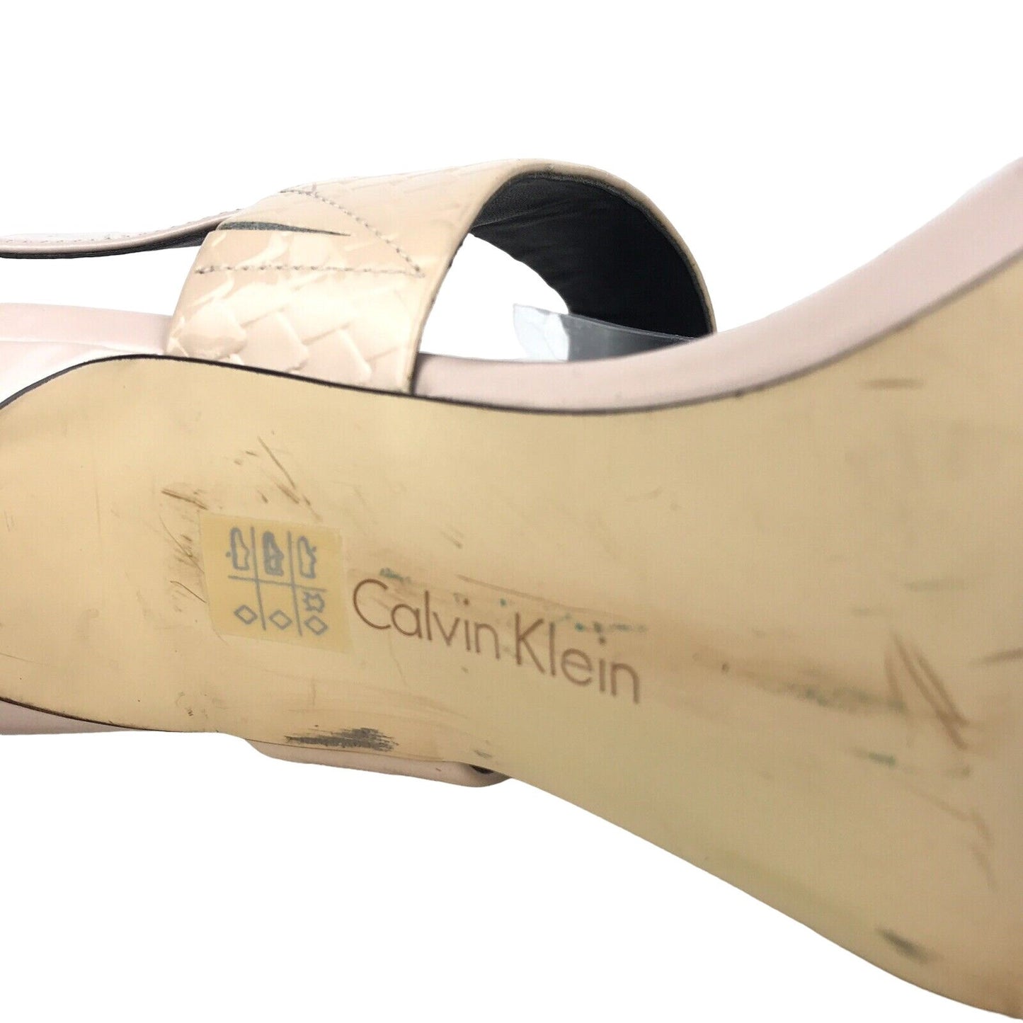 Calvin Klein Val High Heel Strappy Platform Sandals Blush Nude Beige Size 9