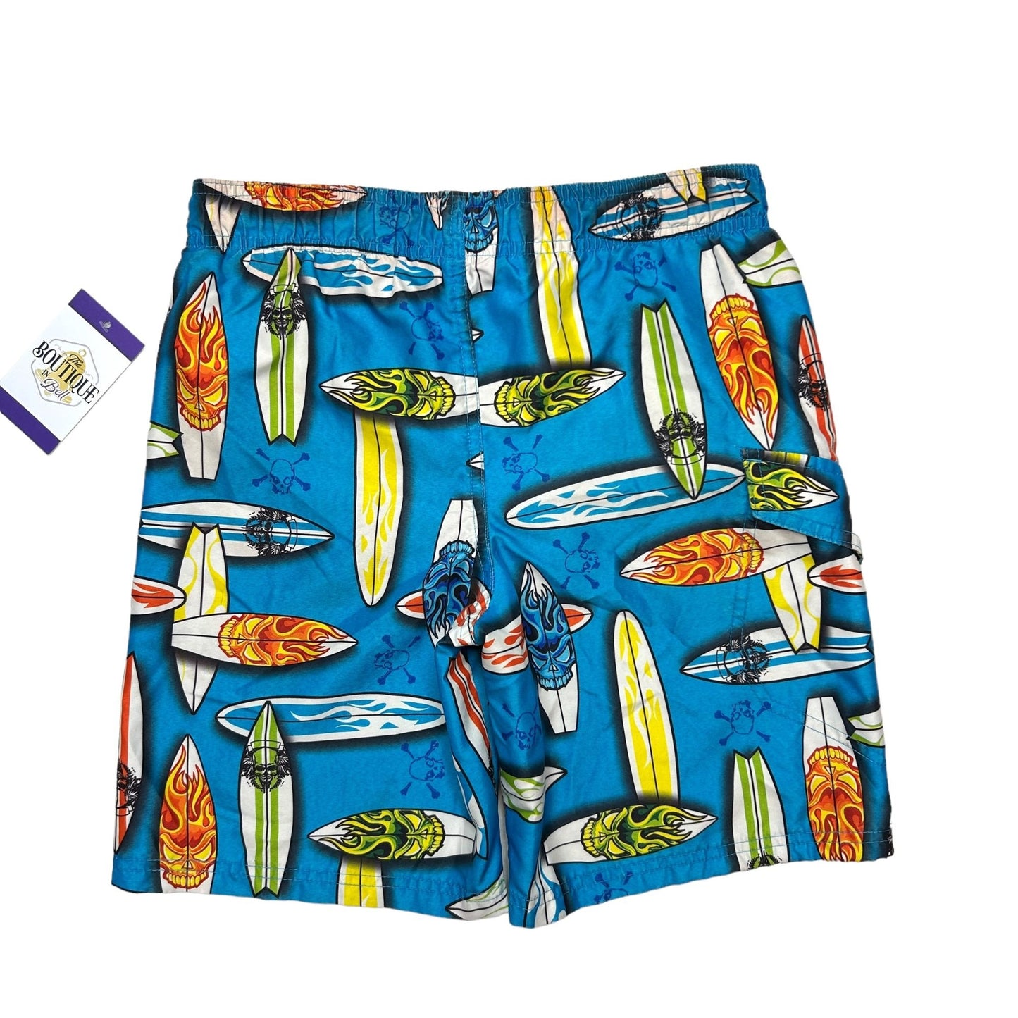 Ocean Pacific Boys M (8) Swim Trunks Board Shorts Drawstring Surfboard Skulls