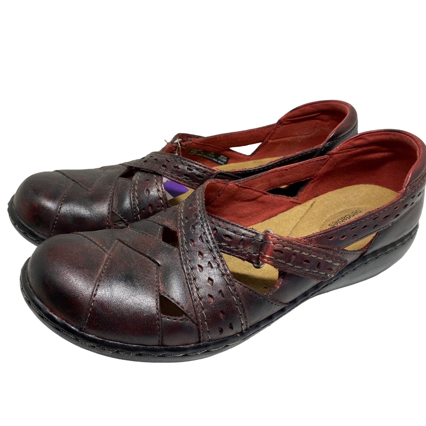 Clarks Ashland Spin Q Slip On Leather Shoes Oxblood Red Size 8N 26065651 Comfort