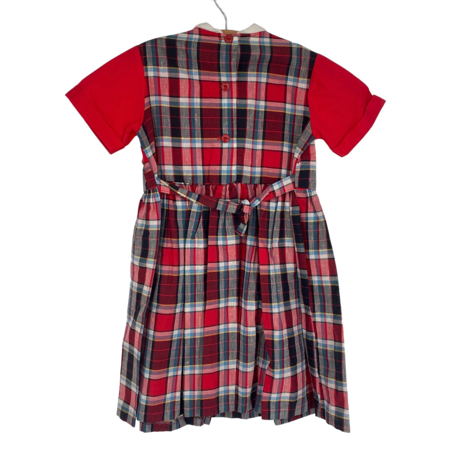 Vintage 1950s Gort School Timer Girls 6 Red Plaid Dress Uniform Collar