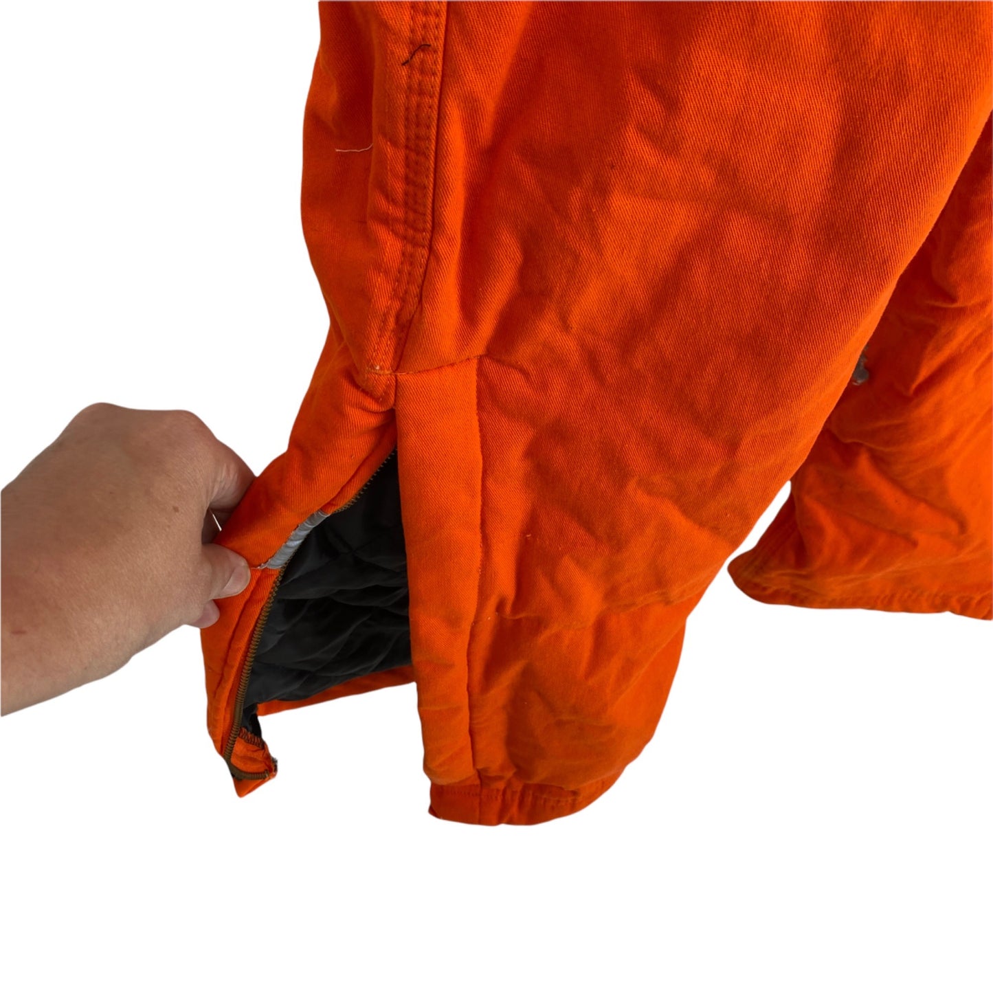 Dakota L Orange Insulated Overalls Hooded Outerwear Full Zip Multiple Pockets