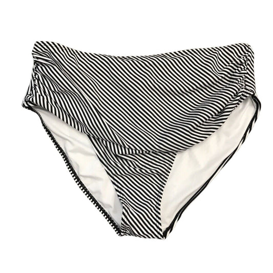 NWT Cupshe XXL Striped Hight Waisted Ruched Swim Bottom Bikini Black White