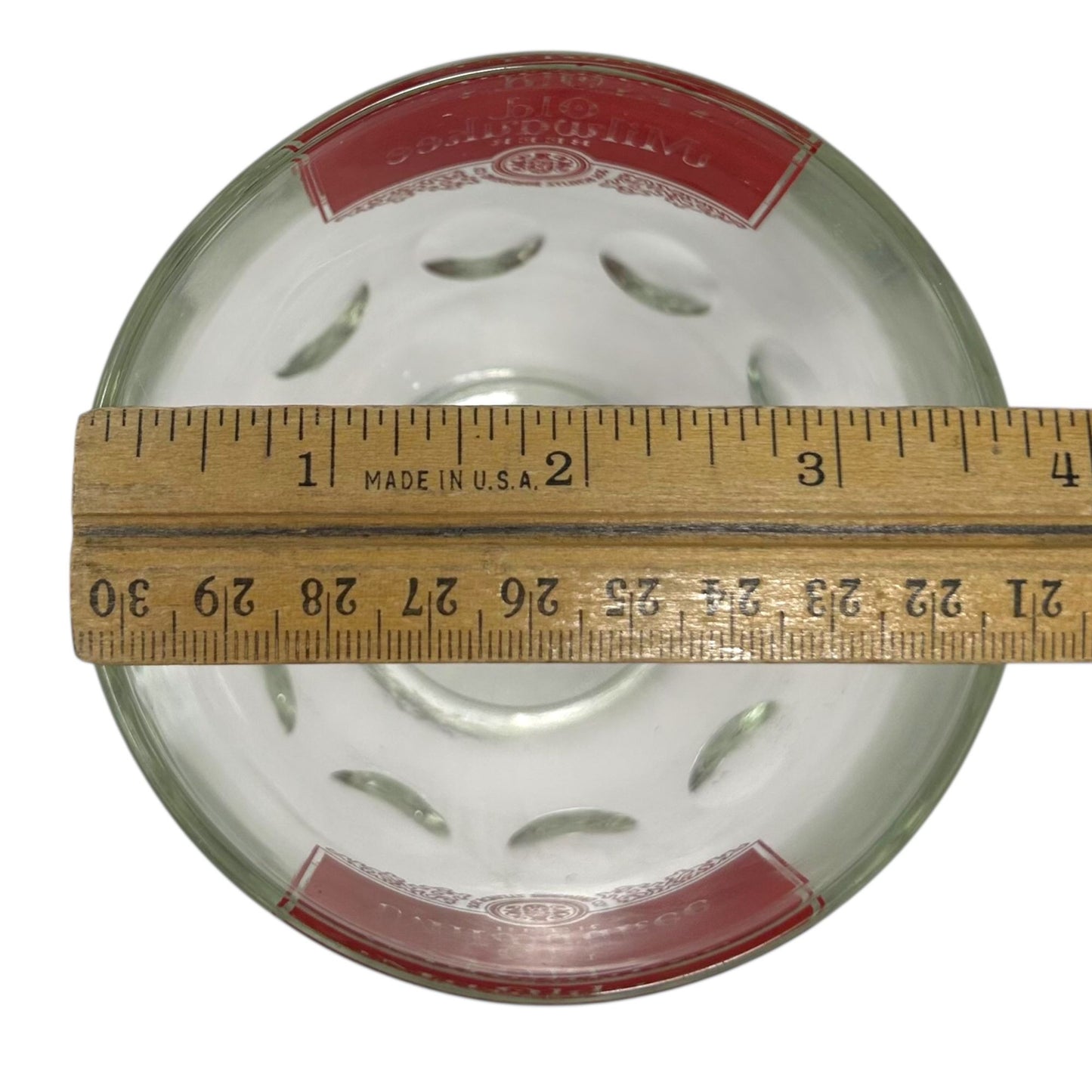 Vtg Old Milwaukee Beer Thumb Print Goblet Red Logo 16 Oz Jos. Schlitz Brewing Co